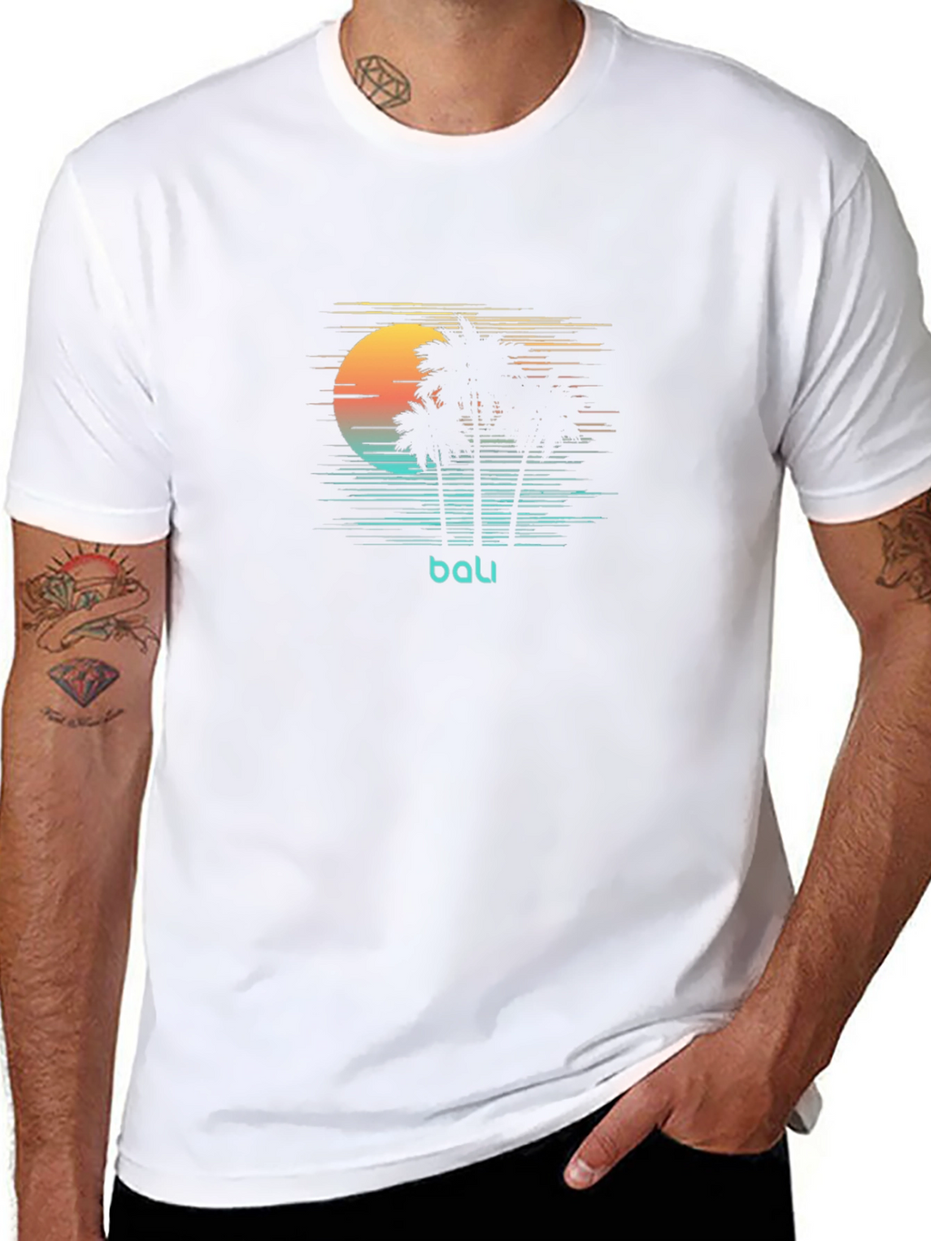 Bali Sunset Graphic Tee - Black Comfort Fit