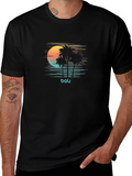 Bali Sunset Graphic Tee - Black Comfort Fit
