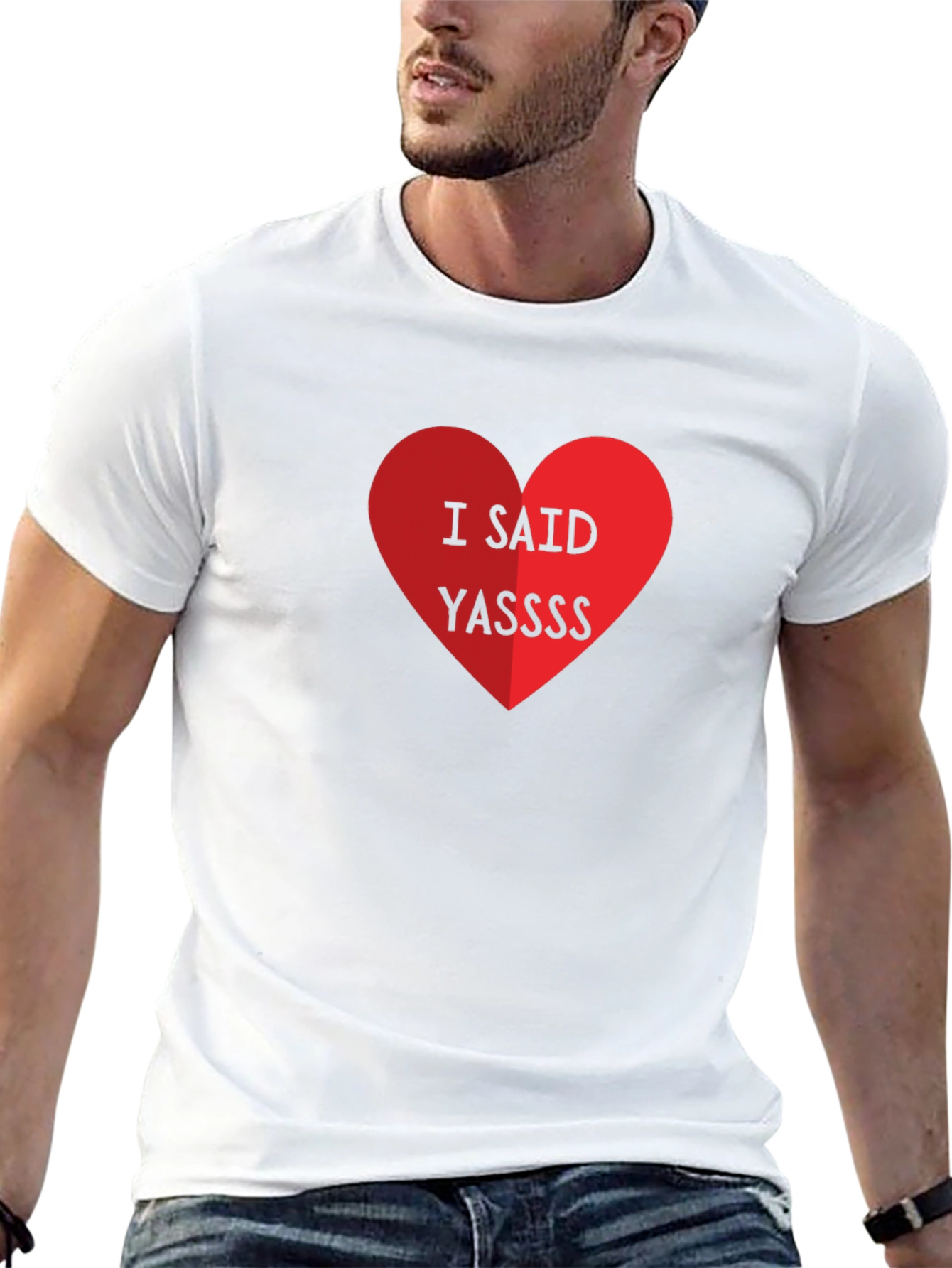 I Said Yassss Heart Graphic Tee - Black
