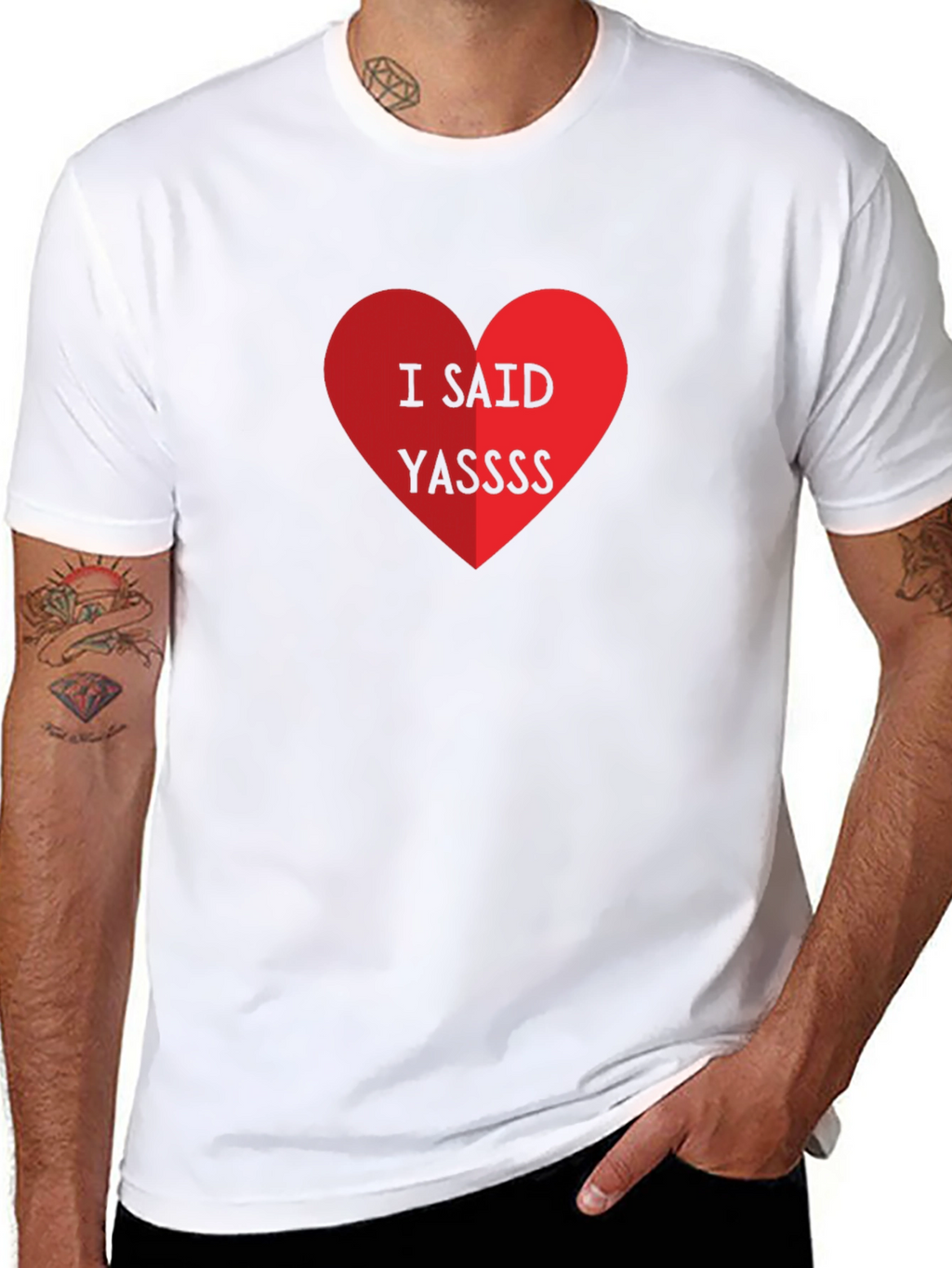 I Said Yassss Heart Graphic Tee - Black