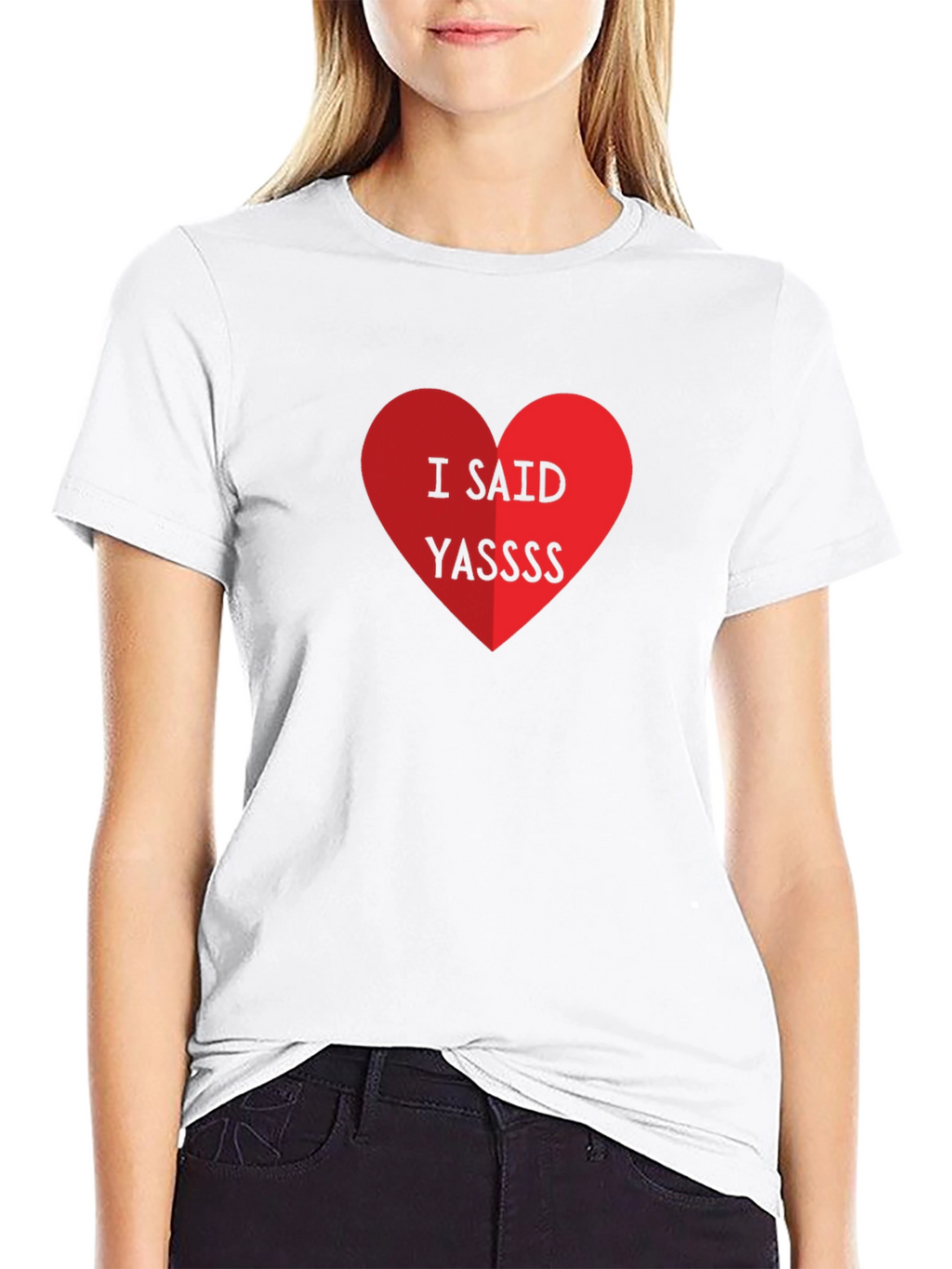 I Said Yassss Heart Graphic Tee - Black