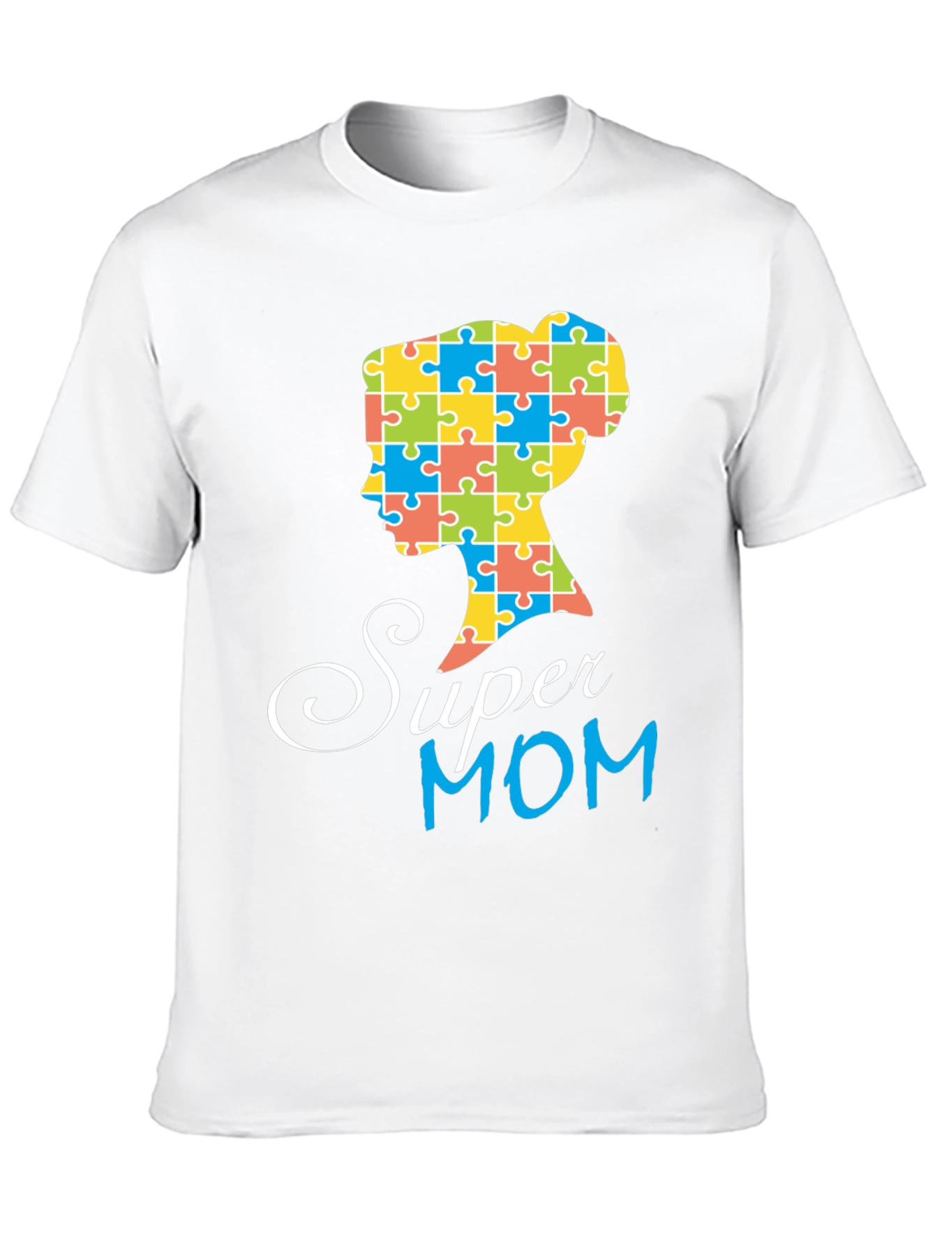 Super Mom Autism Puzzle Piece Profile T-Shirt