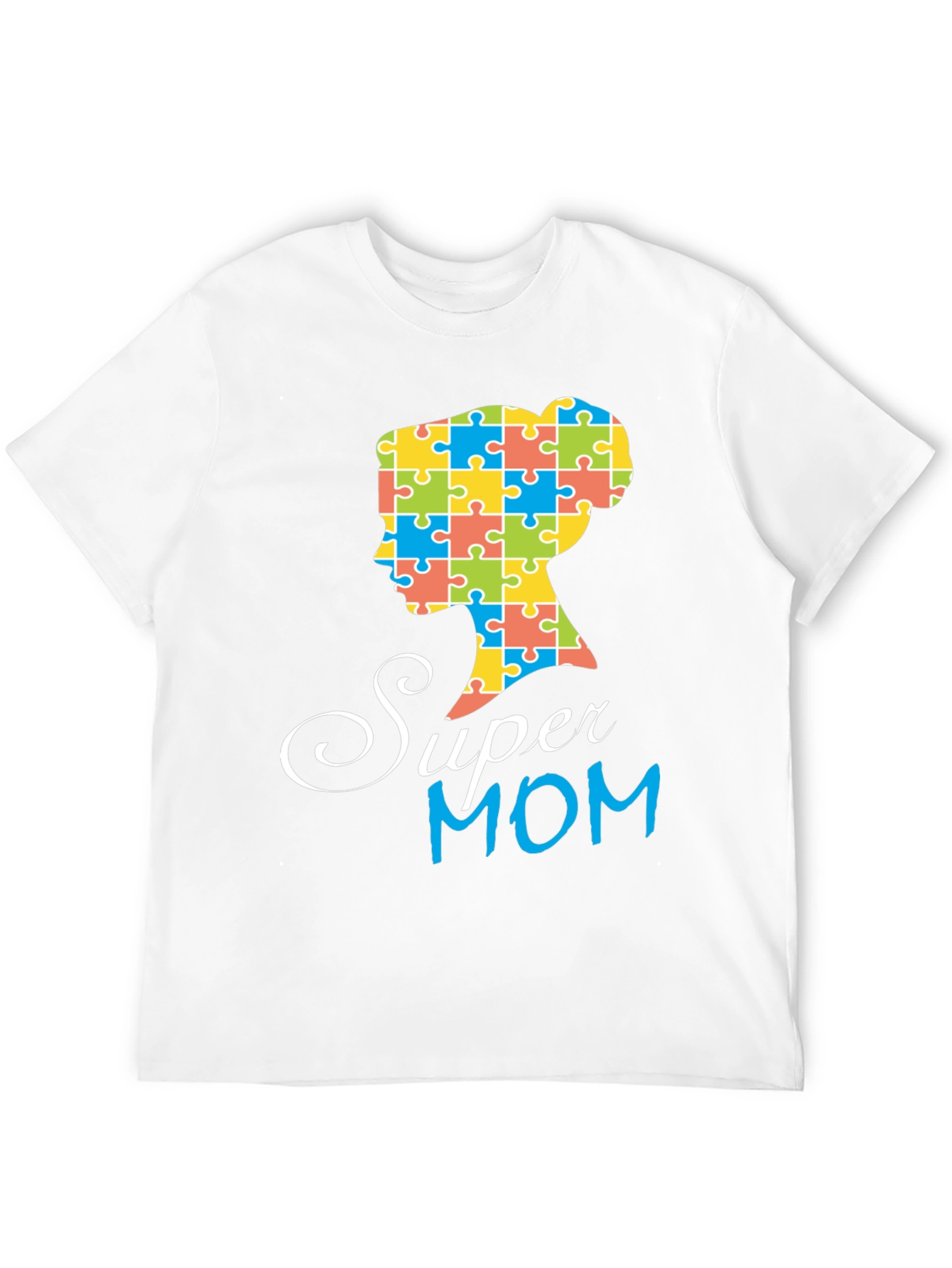 Super Mom Autism Puzzle Piece Profile T-Shirt