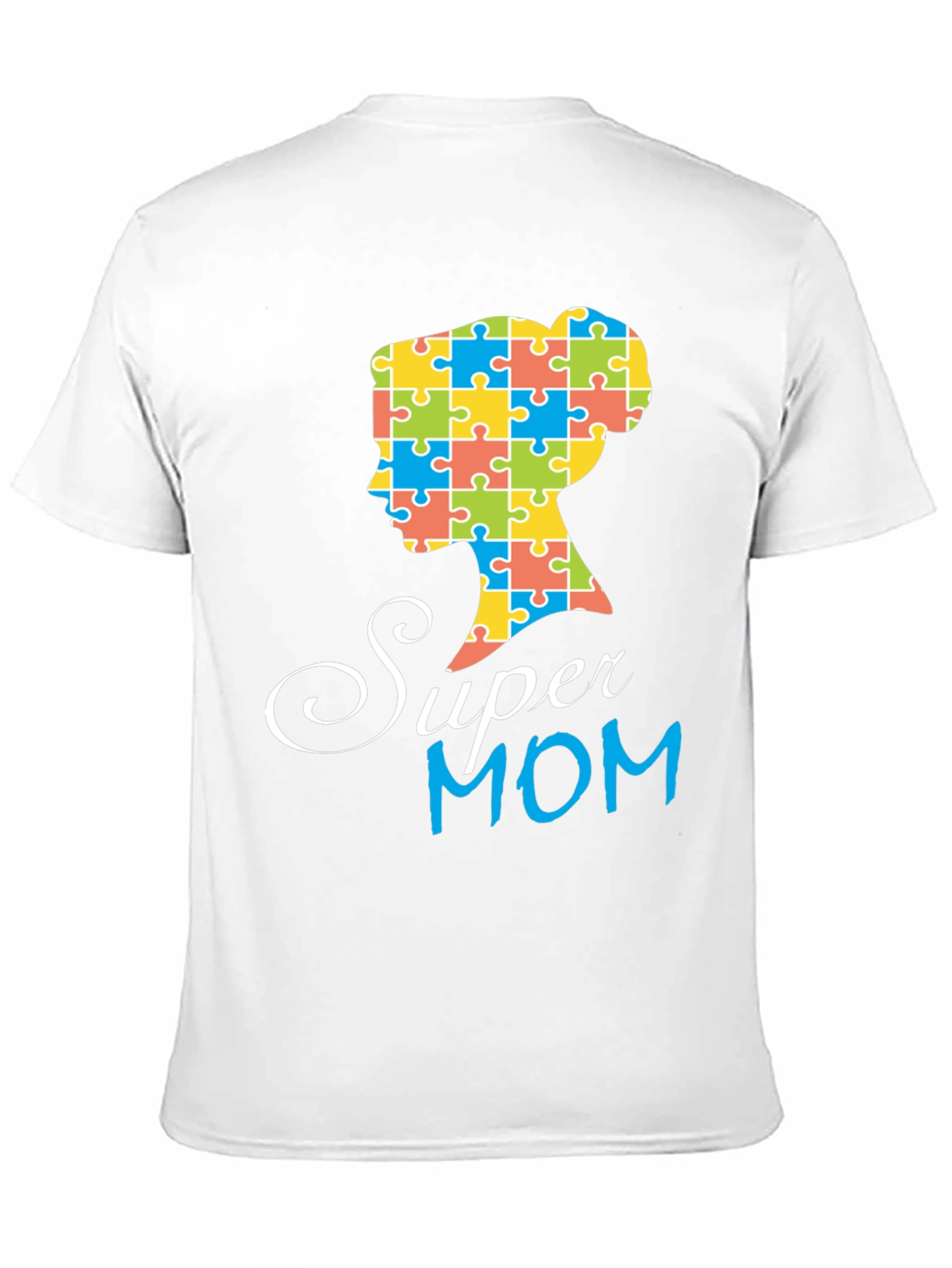 Super Mom Autism Puzzle Piece Profile T-Shirt