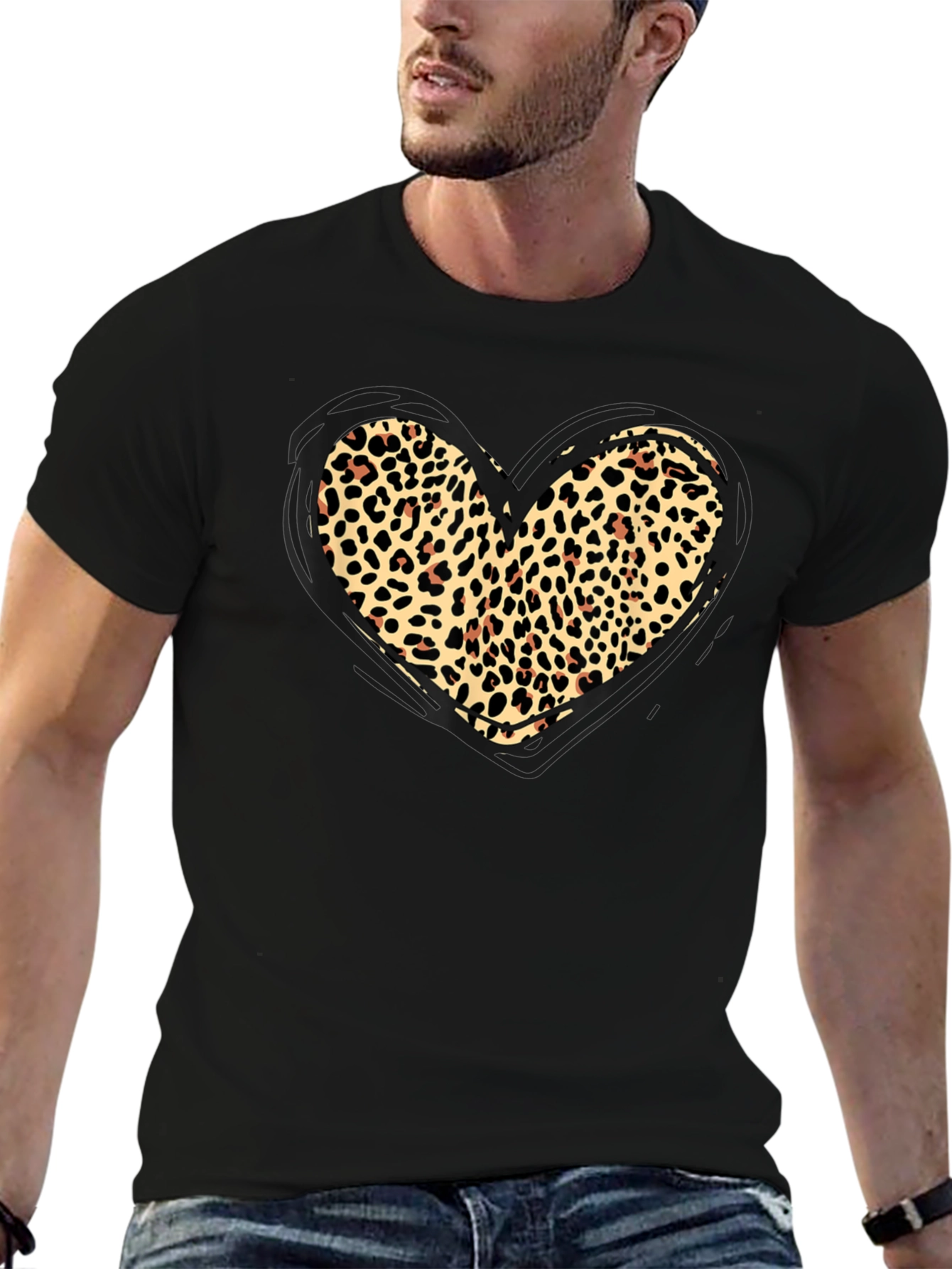 Leopard Print Heart Graphic Tee