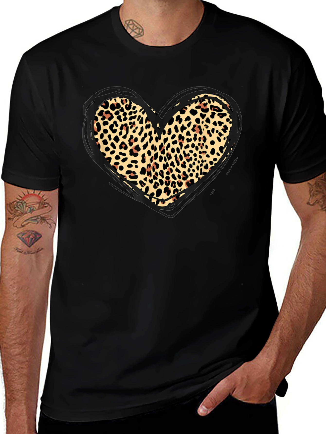 Leopard Print Heart Graphic Tee