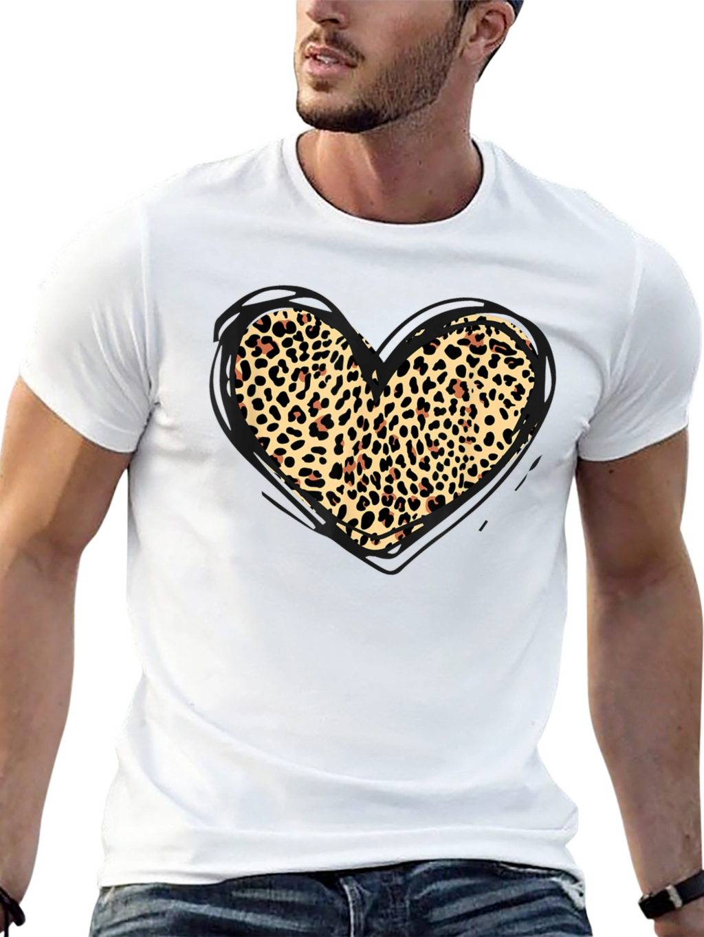 Leopard Print Heart Graphic Tee