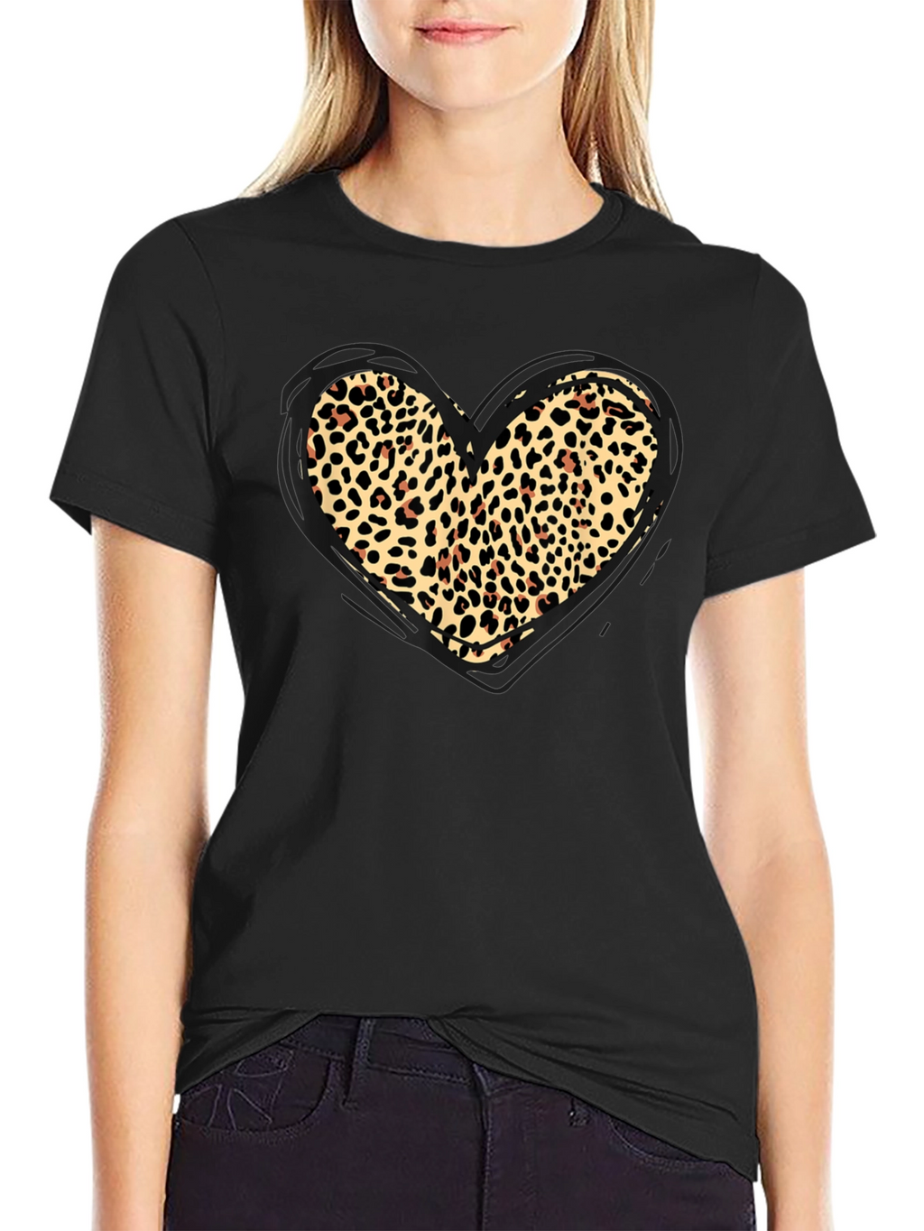 Leopard Print Heart Graphic Tee