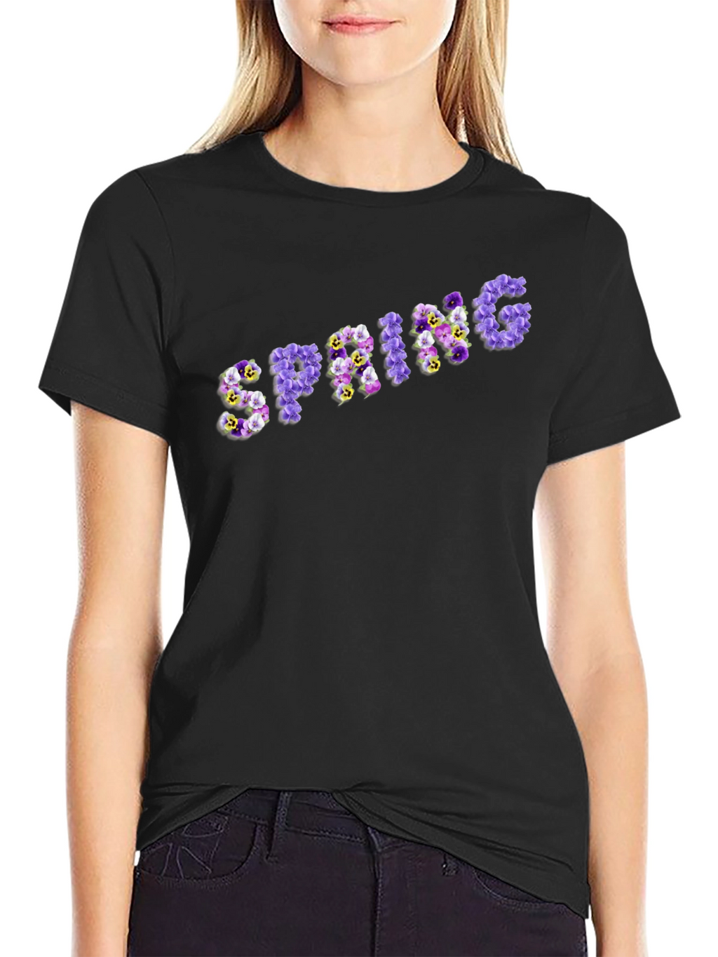 Floral Spring T-Shirt - Stylish Black Tee