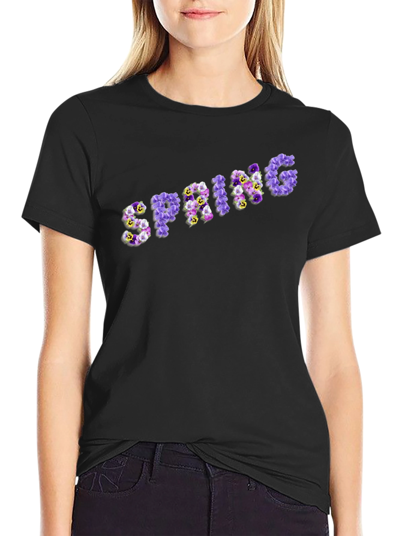 Floral Spring T-Shirt - Stylish Black Tee