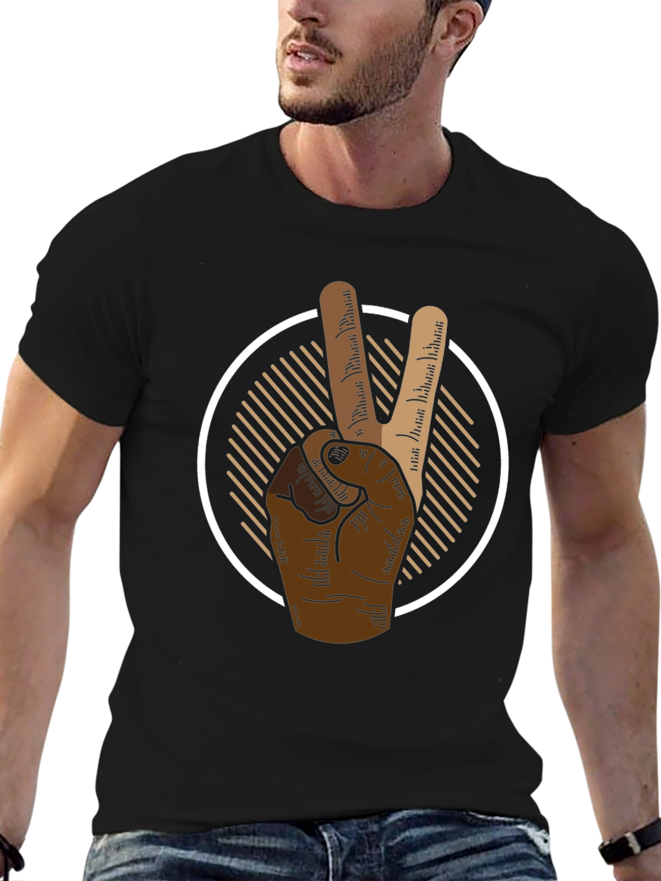Peace Sign Graphic Tee - Mens Black T-Shirt