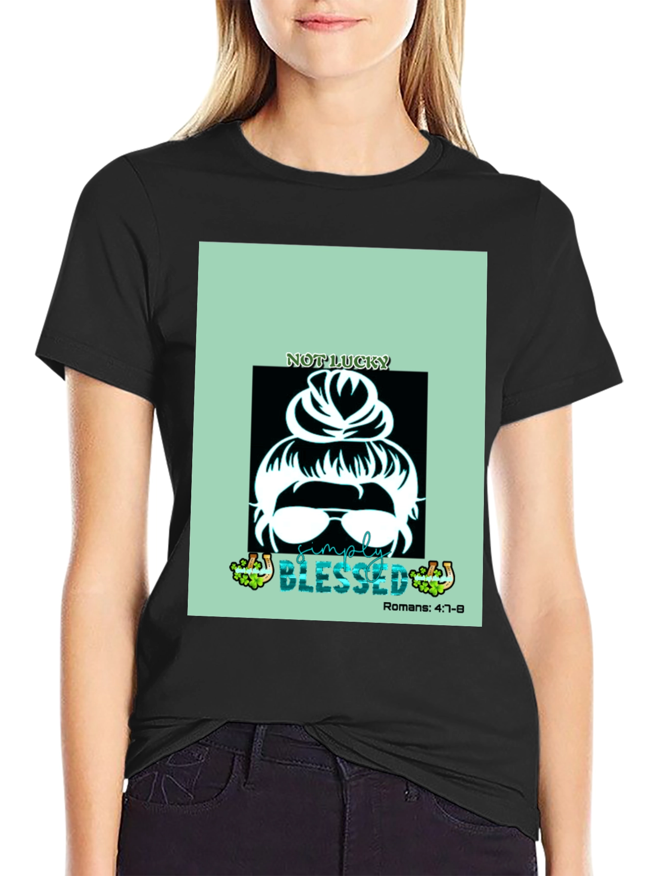 Simply Blessed Messy Bun Graphic Tee
