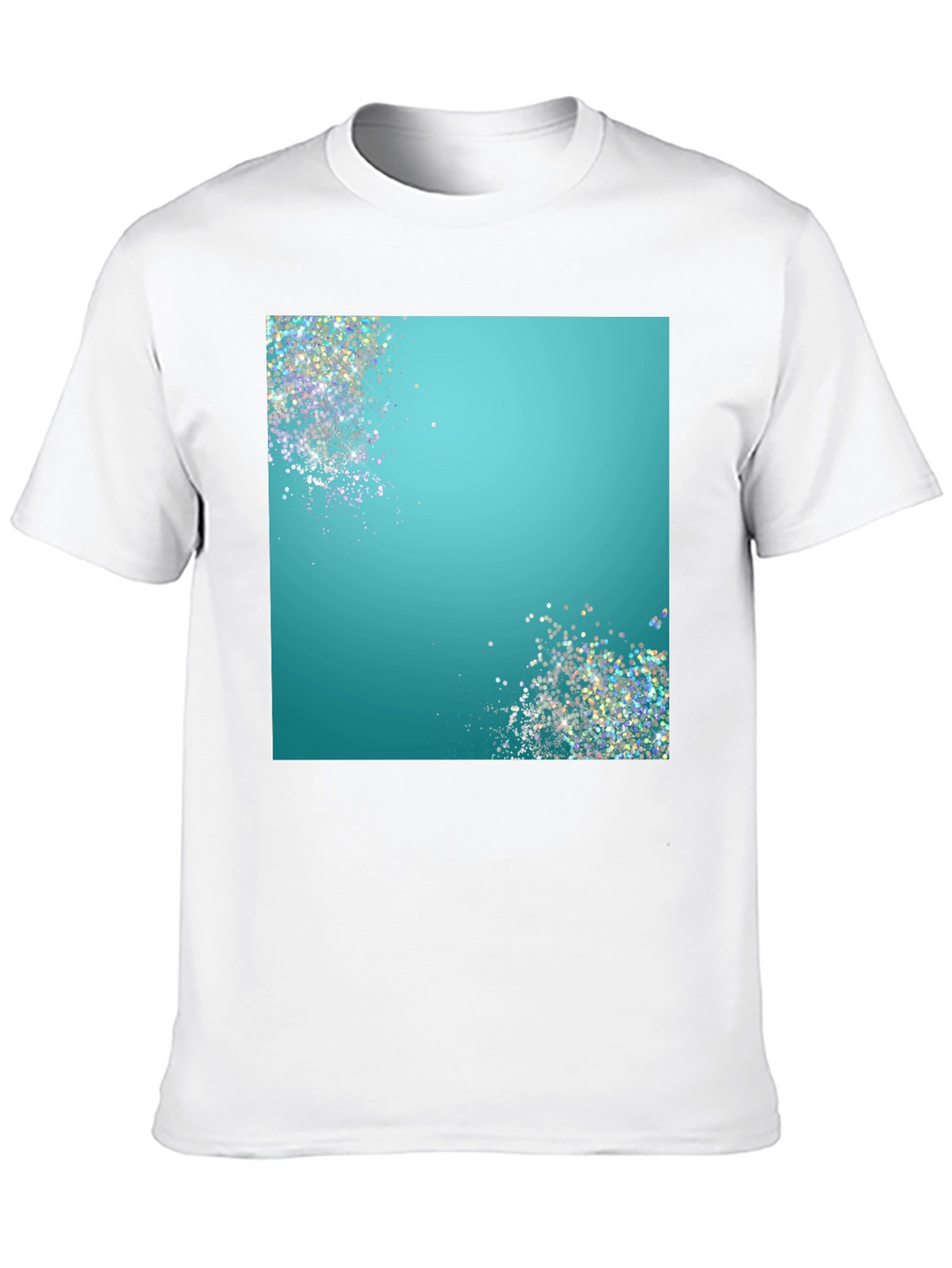 Teal Sparkle Graphic Black T-Shirt