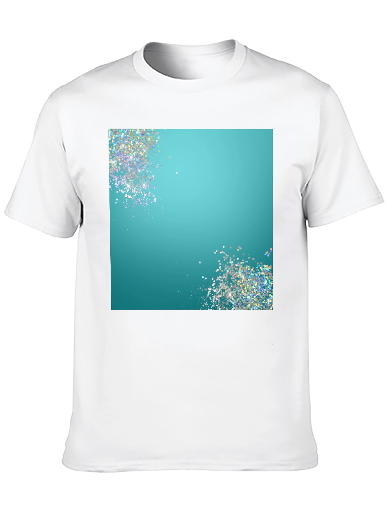 Teal Sparkle Graphic Black T-Shirt