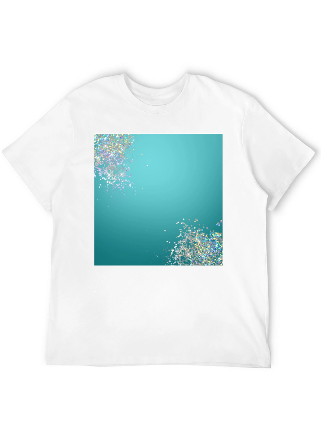 Teal Sparkle Graphic Black T-Shirt