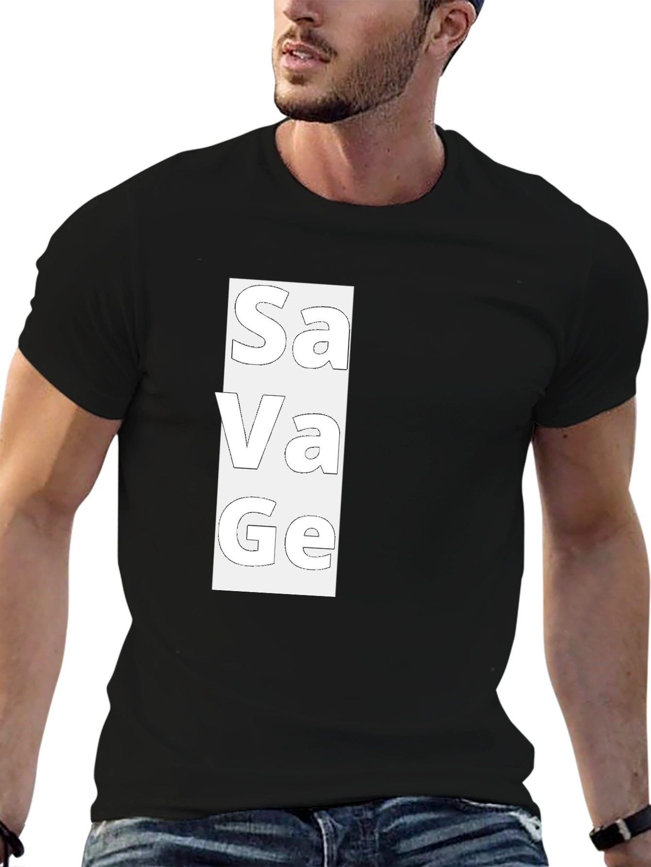 Savage Graphic Print Mens Black T-Shirt
