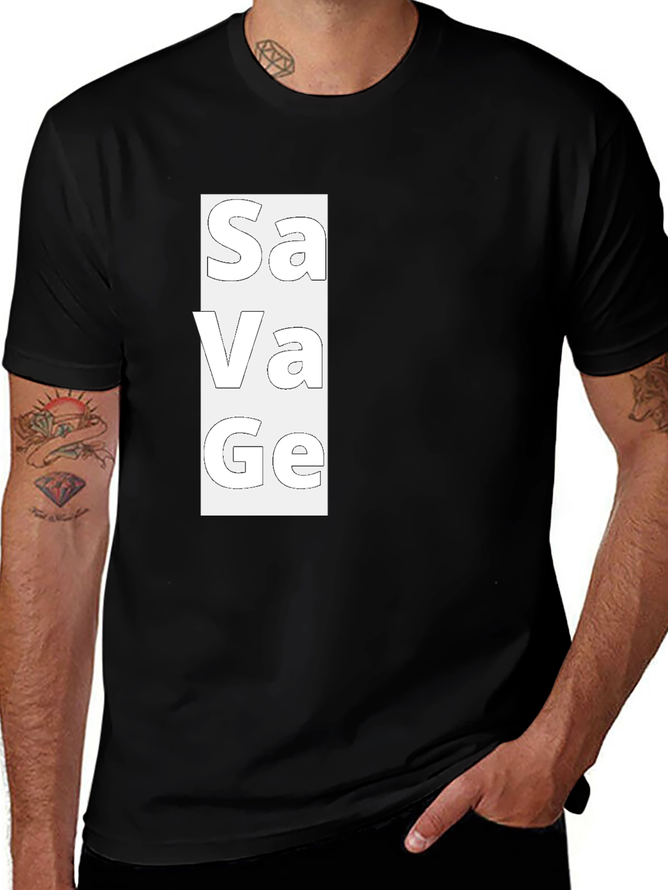 Savage Graphic Print Mens Black T-Shirt