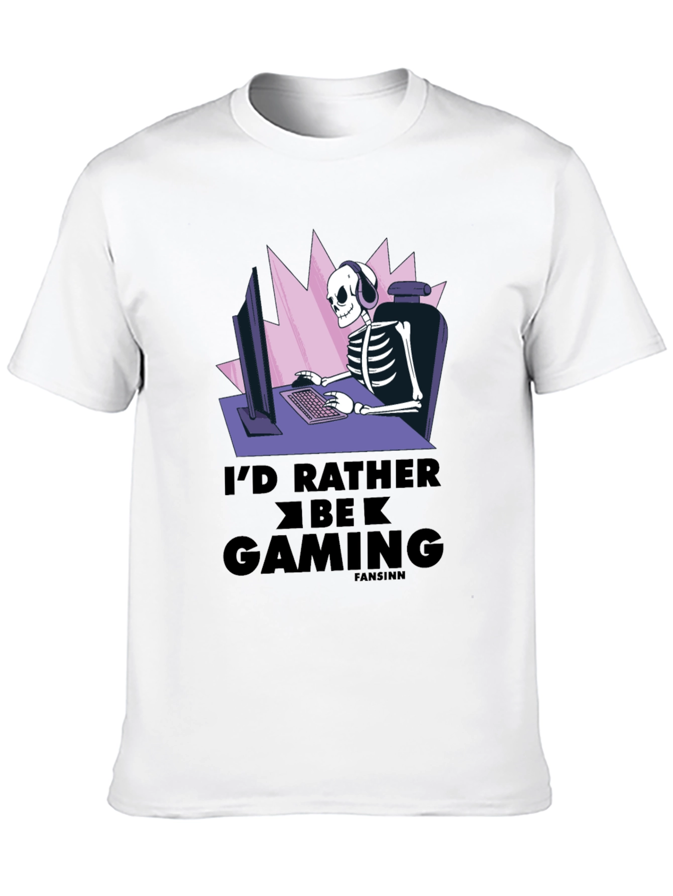 Id Rather Be Gaming T-Shirt - Skeleton Gamer Design