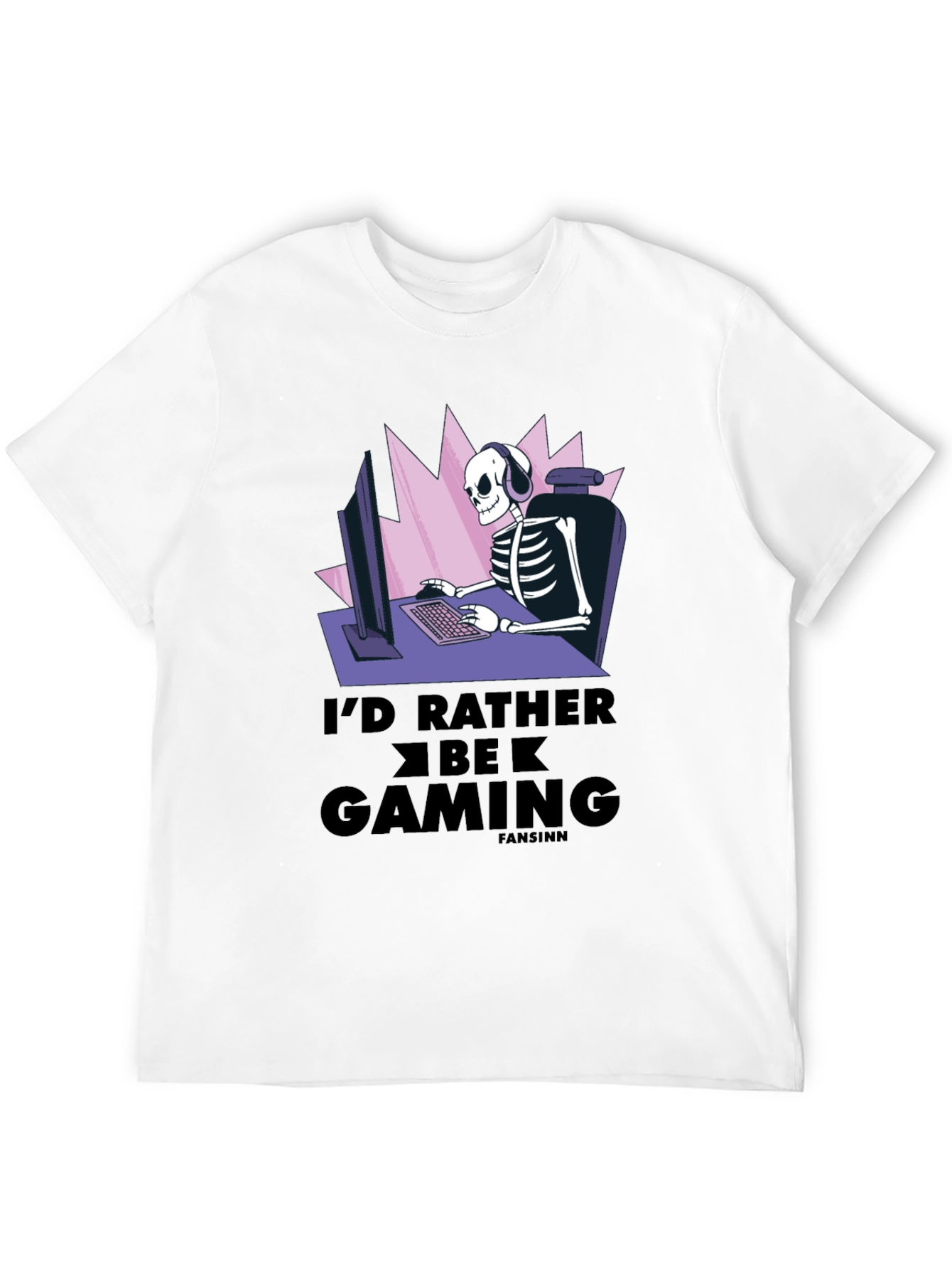 Id Rather Be Gaming T-Shirt - Skeleton Gamer Design
