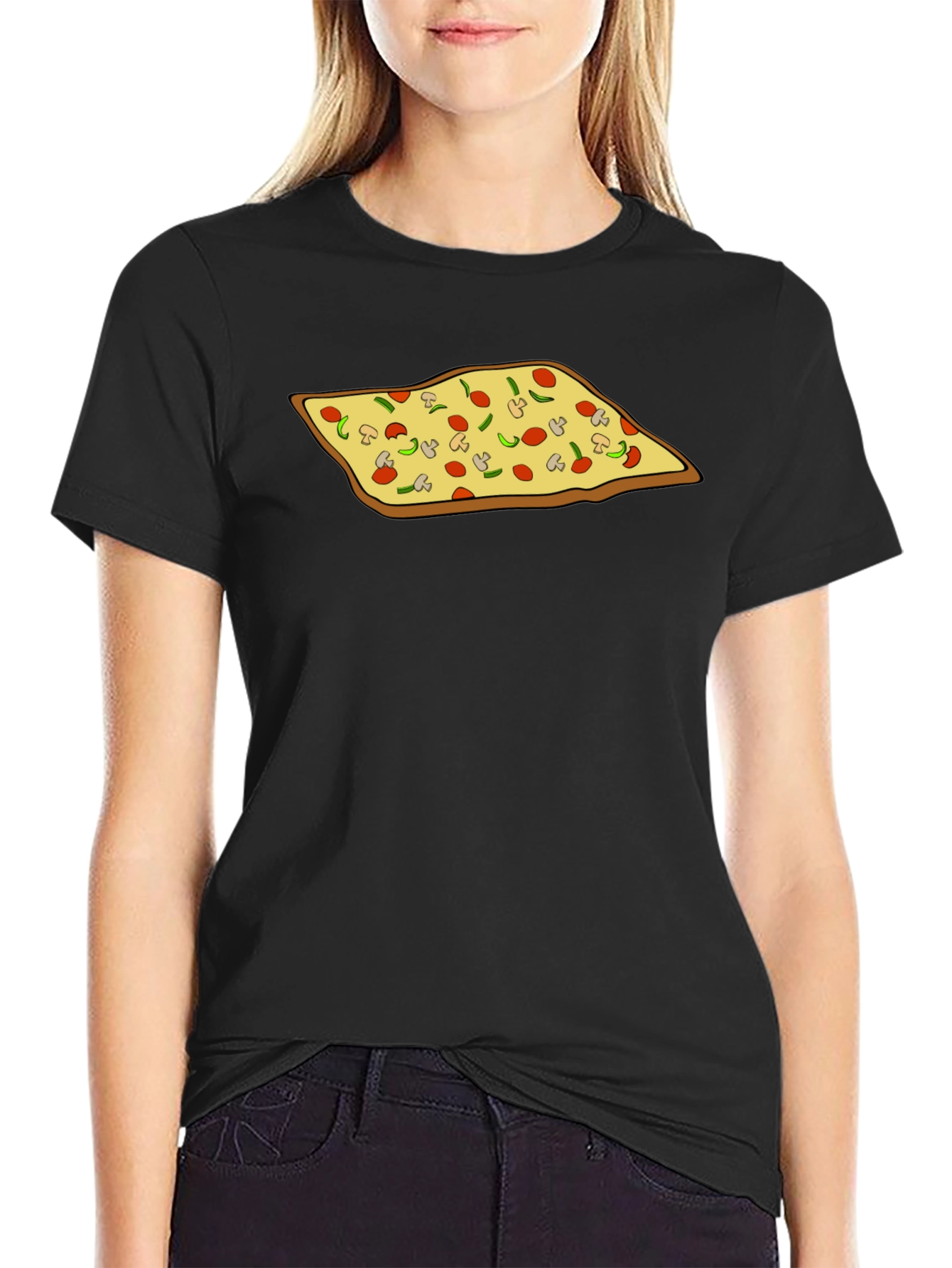Pizza Graphic Black T-Shirt - Foodie Fashion
