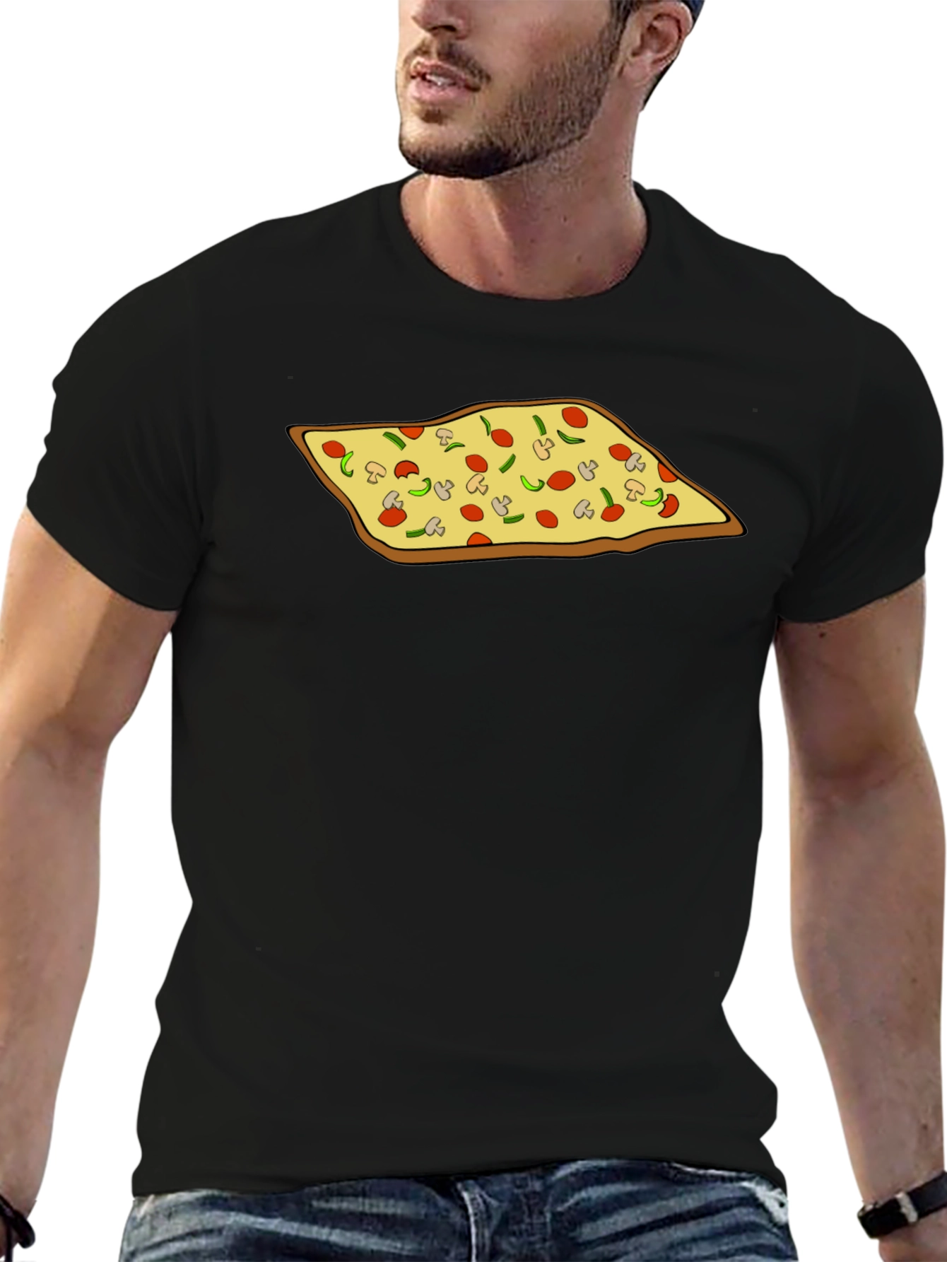Pizza Graphic Black T-Shirt - Foodie Fashion