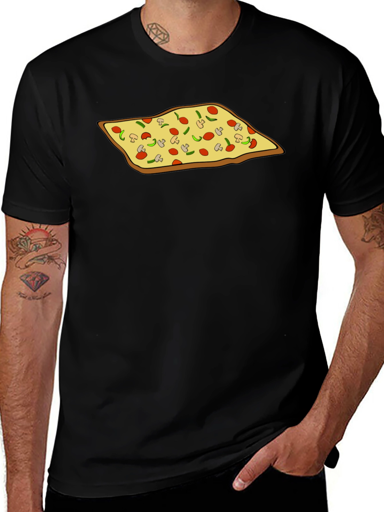 Pizza Graphic Black T-Shirt - Foodie Fashion
