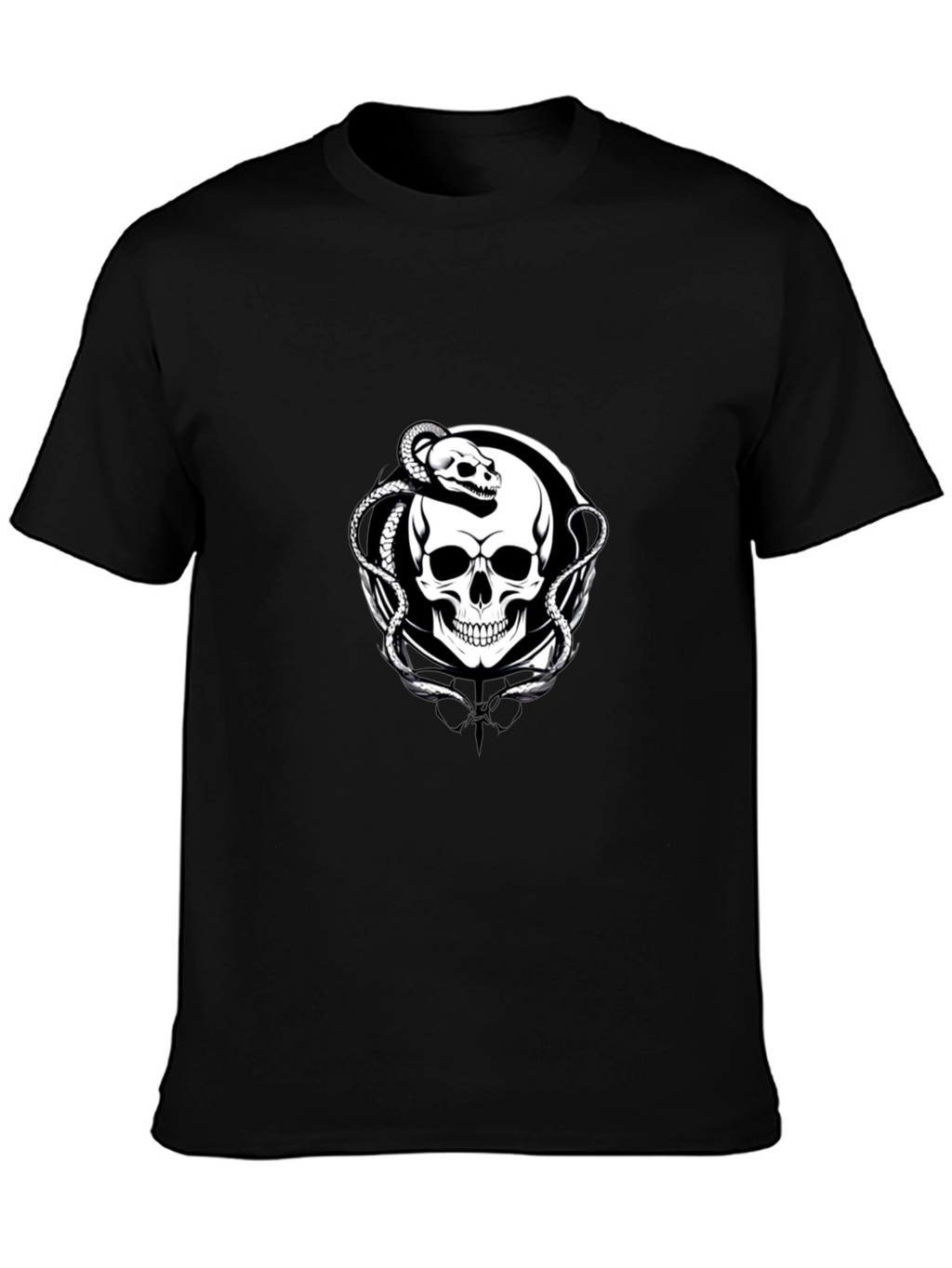 Skull & Snake Graphic Tee - Black