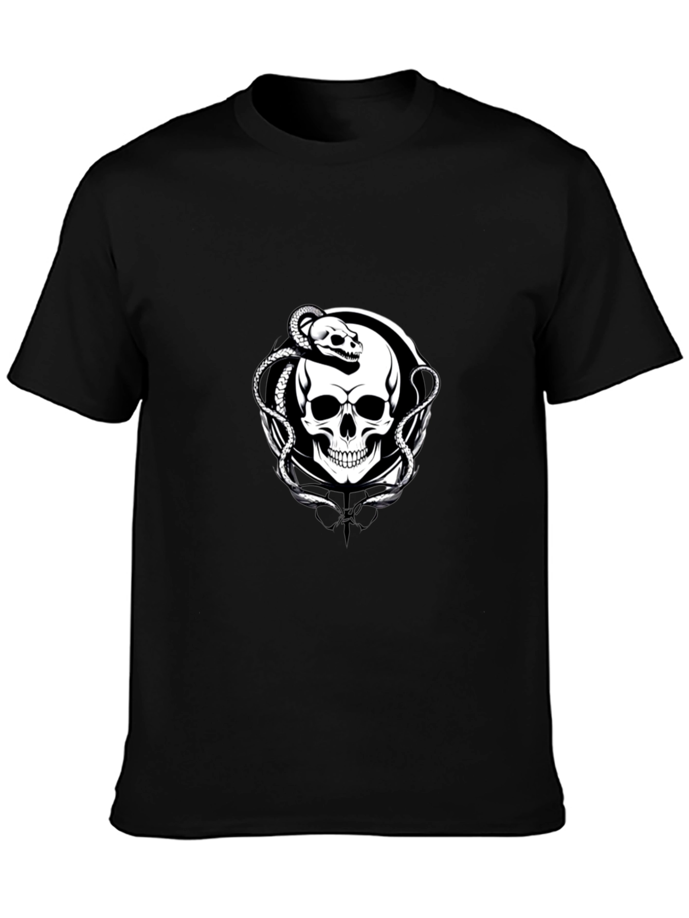 Skull & Snake Graphic Tee - Black