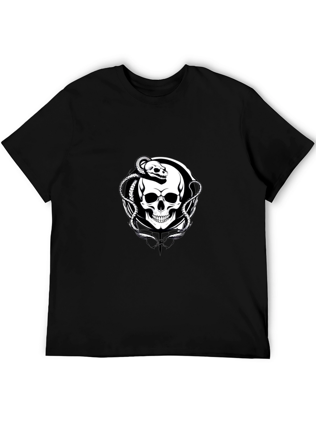 Skull & Snake Graphic Tee - Black