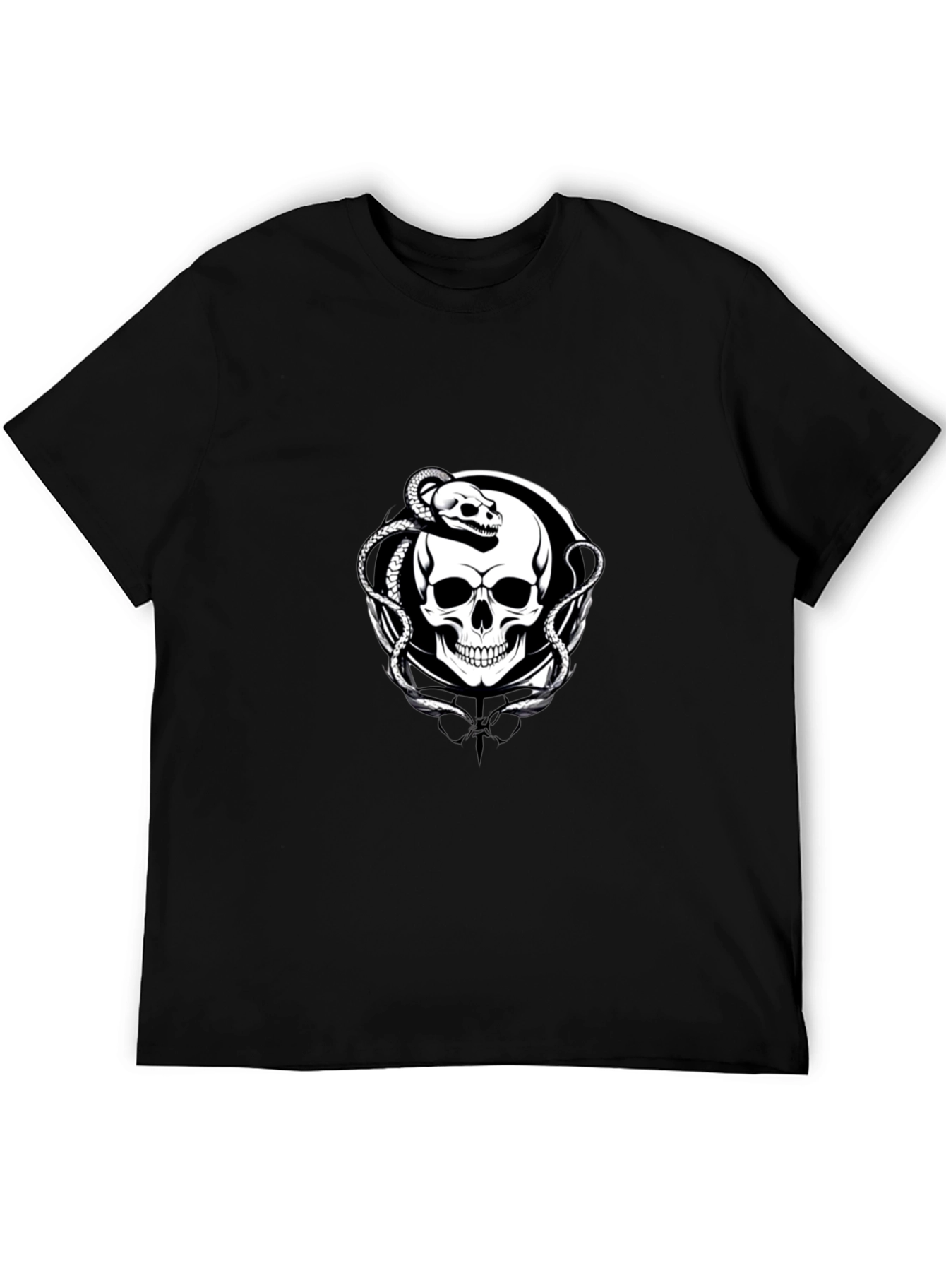 Skull & Snake Graphic Tee - Black