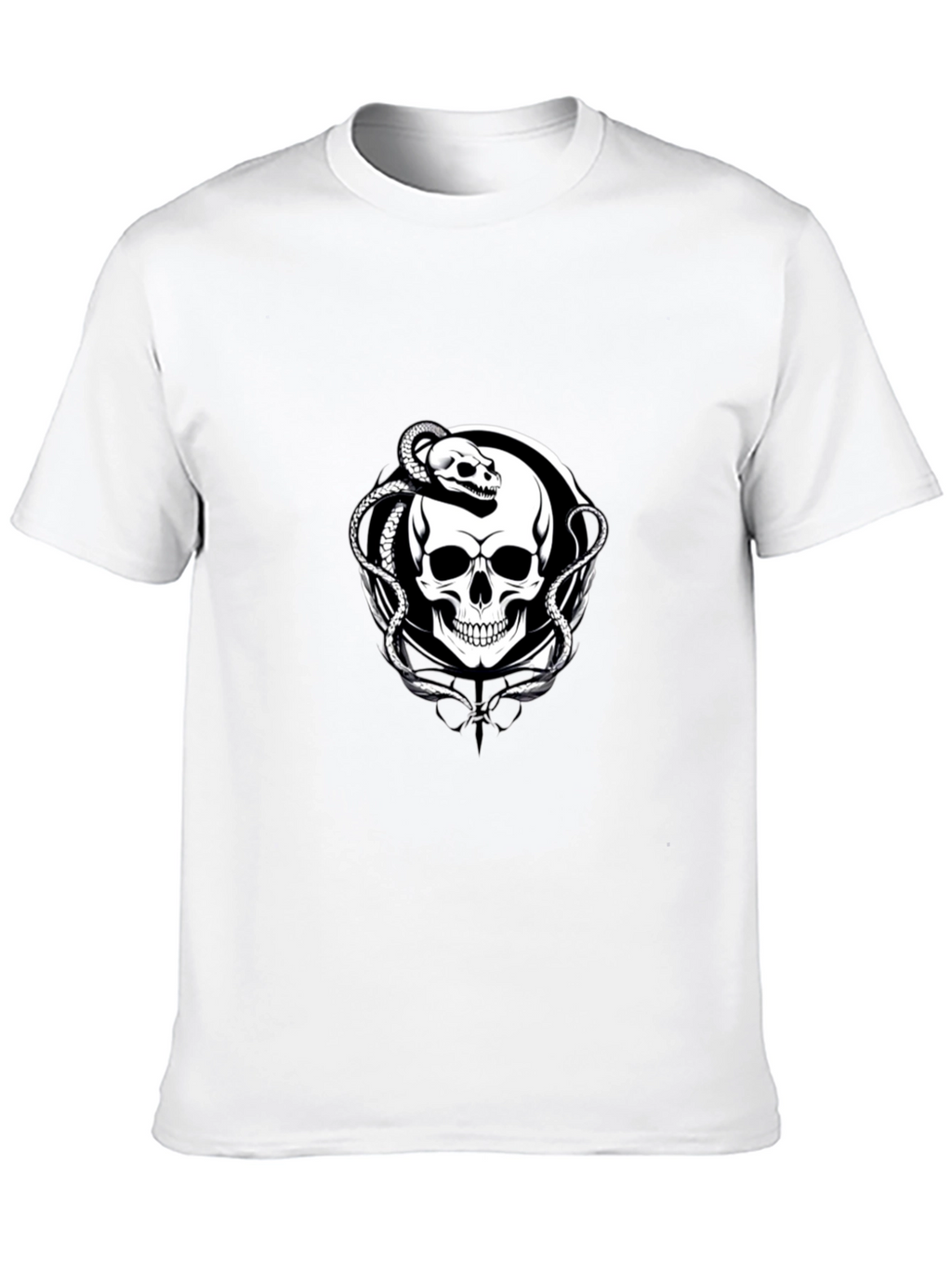 Skull & Snake Graphic Tee - Black