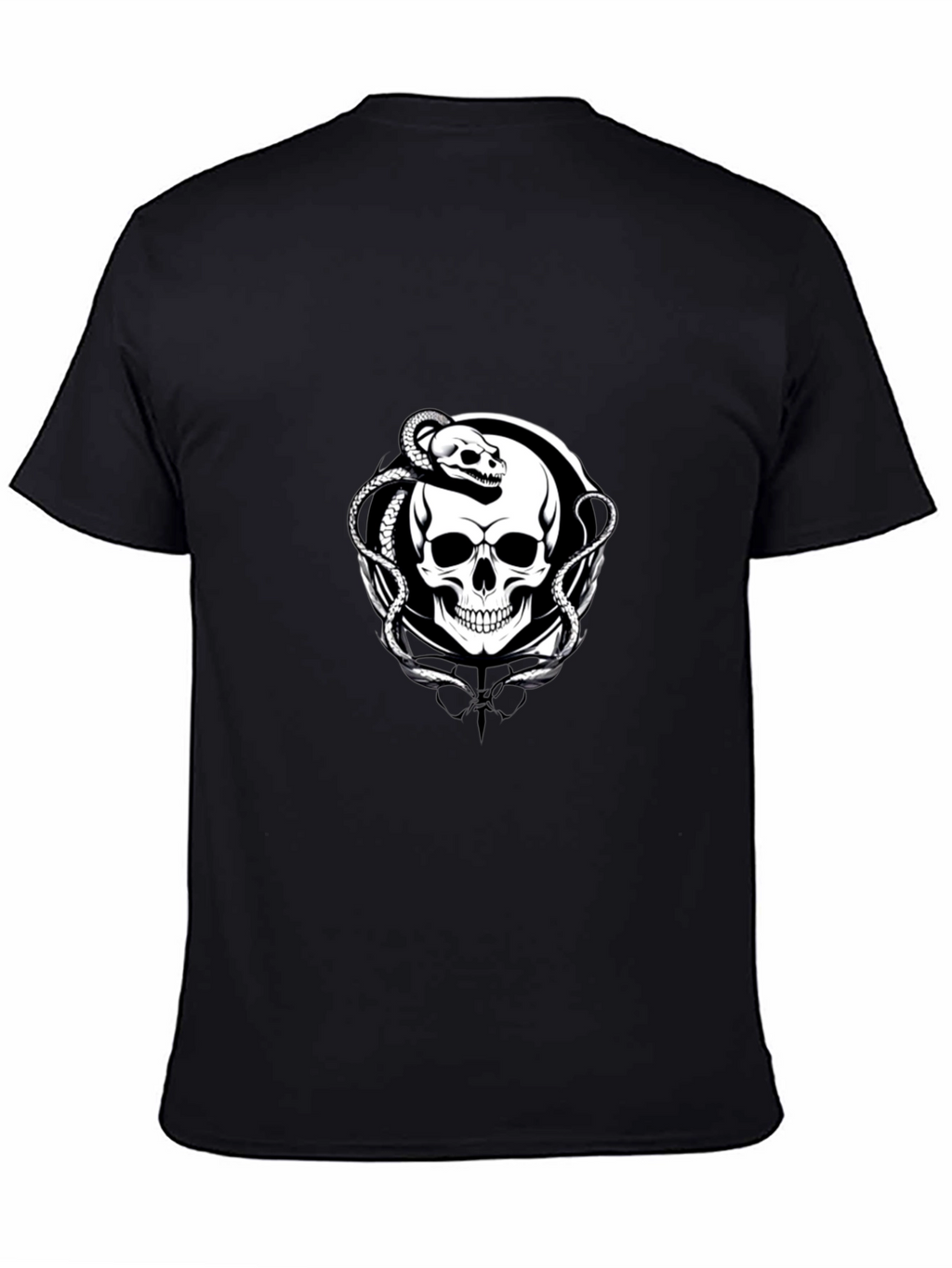Skull & Snake Graphic Tee - Black