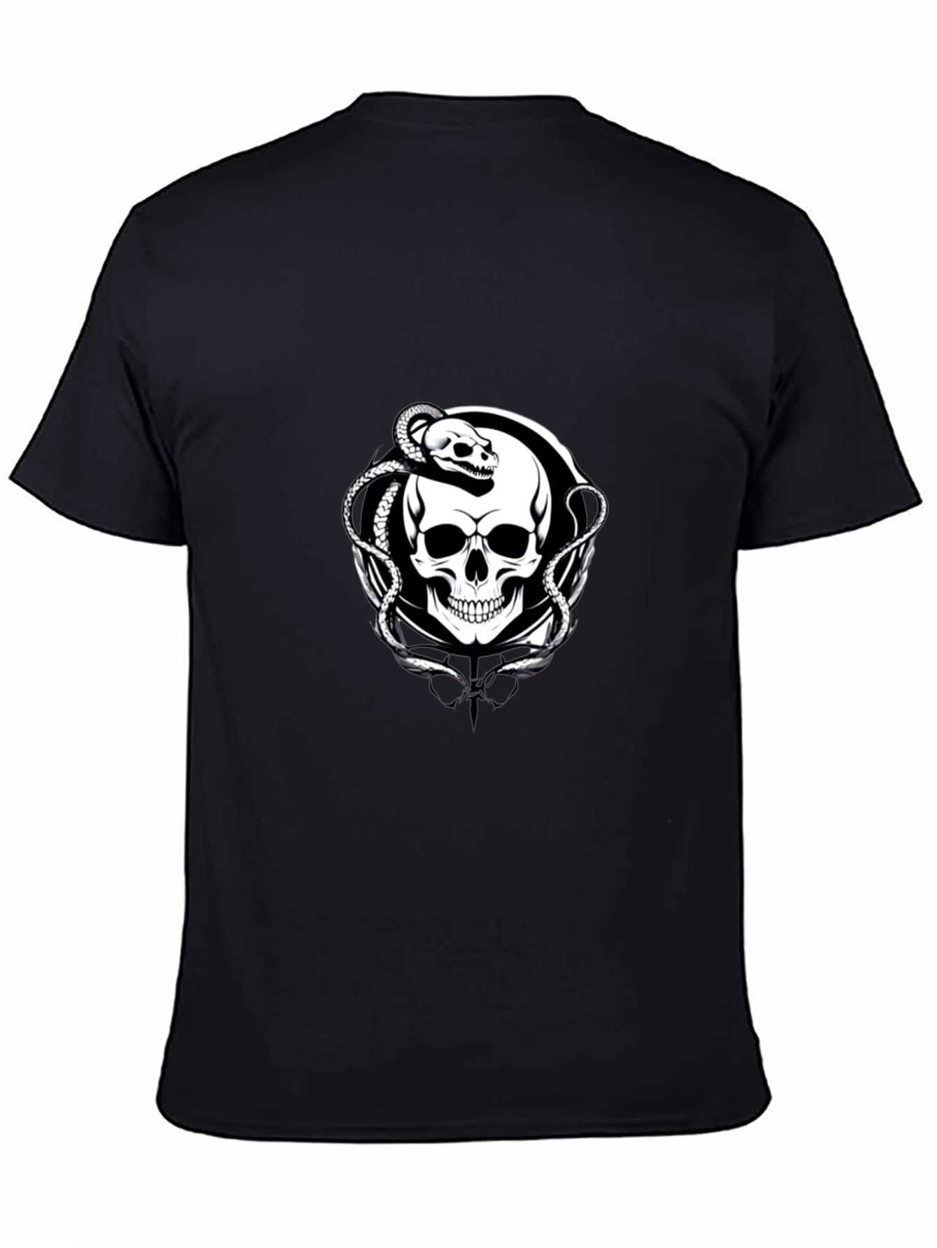 Skull & Snake Graphic Tee - Black