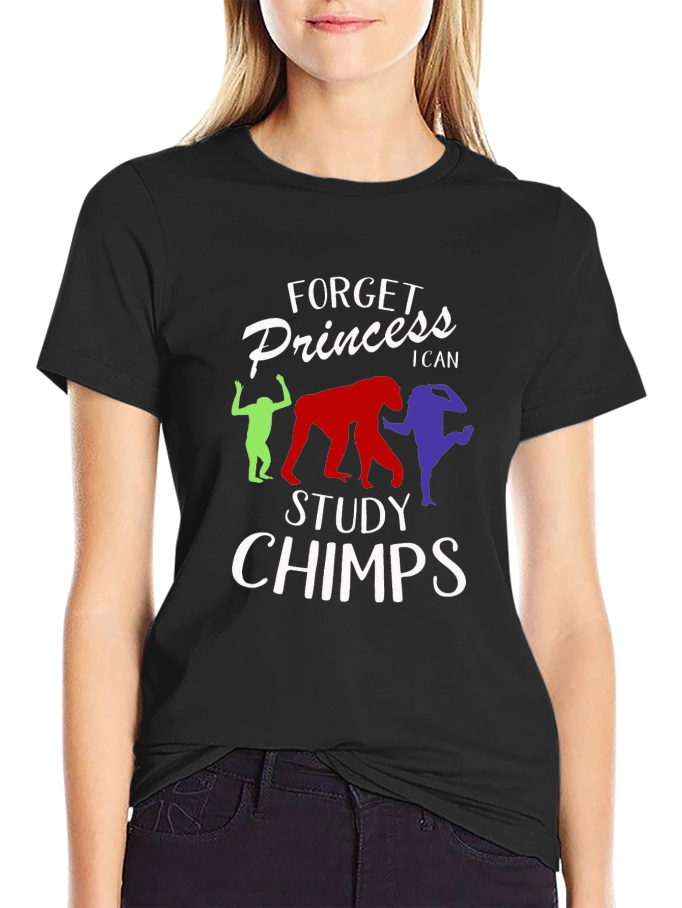 Forget Princess Study Chimps Black T-Shirt