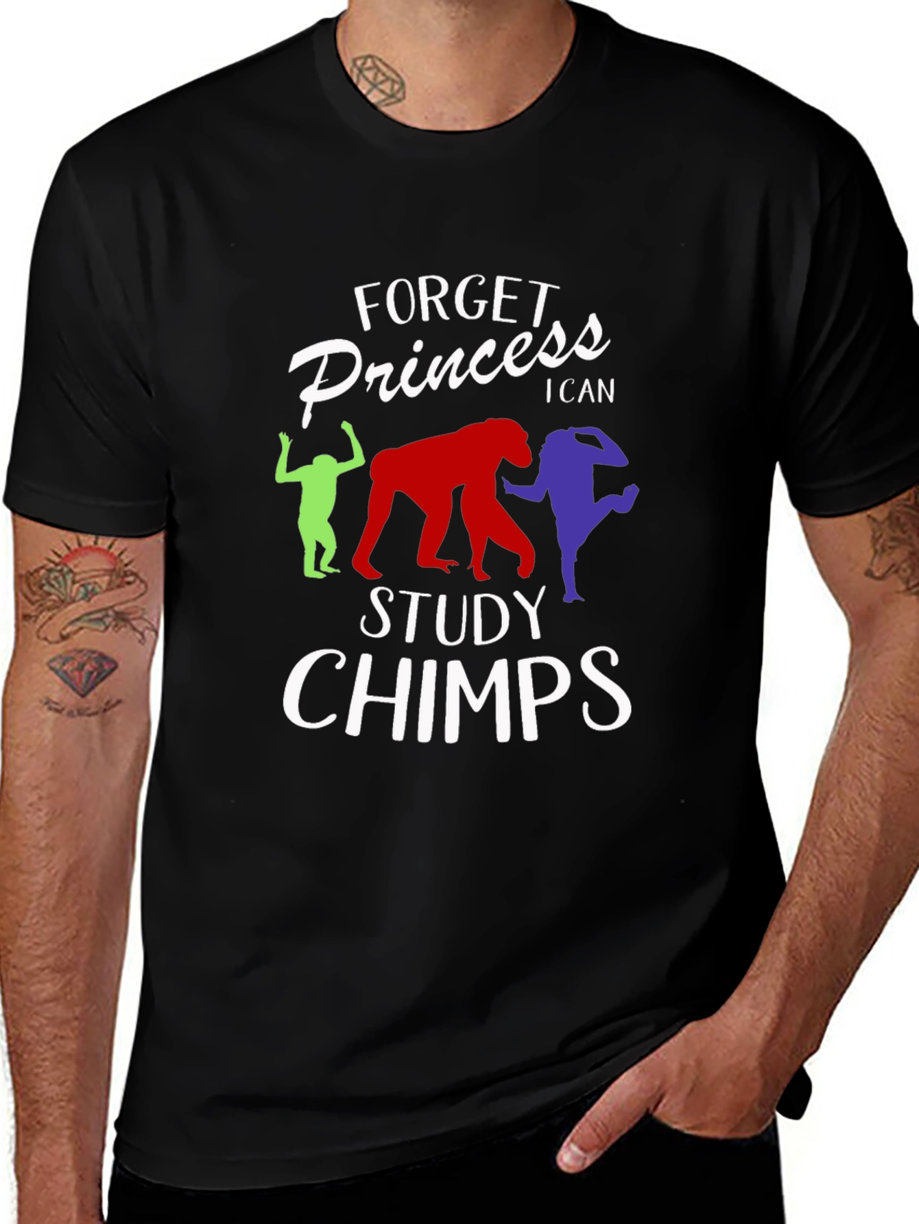 Forget Princess Study Chimps Black T-Shirt