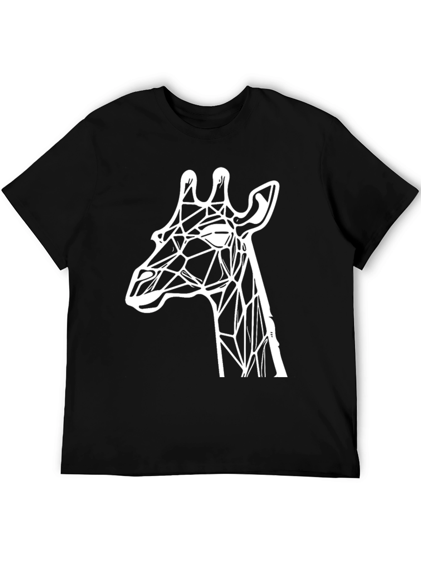 Geometric Giraffe Graphic Tee - Stylish Black T-Shirt