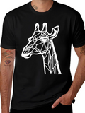 Geometric Giraffe Graphic Tee - Stylish Black T-Shirt