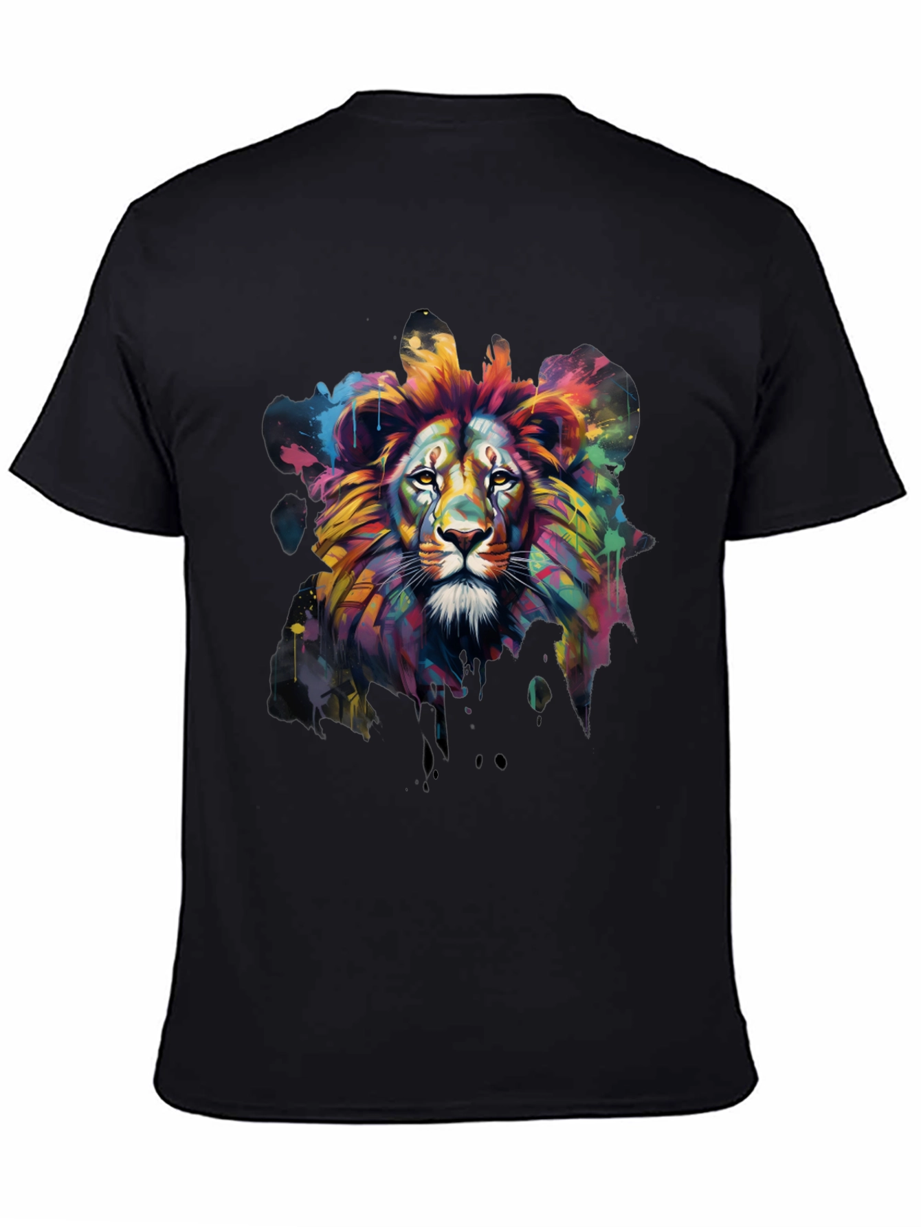 Colorful Lion Graphic Tee - Mens Black T-Shirt