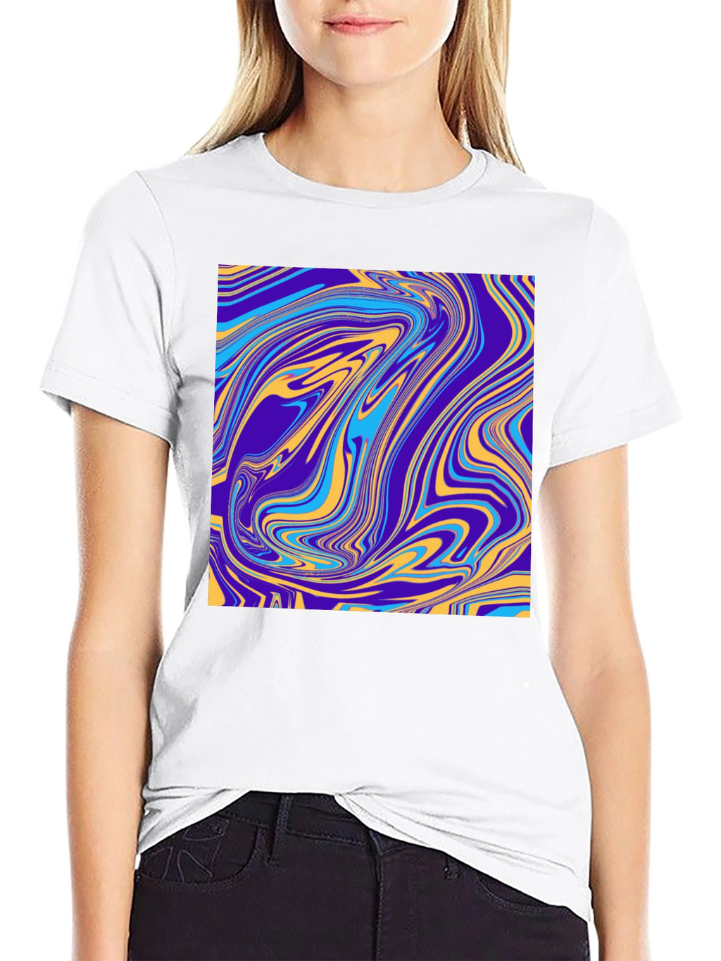 Abstract Swirl Graphic Tee - Modern Artistic Design