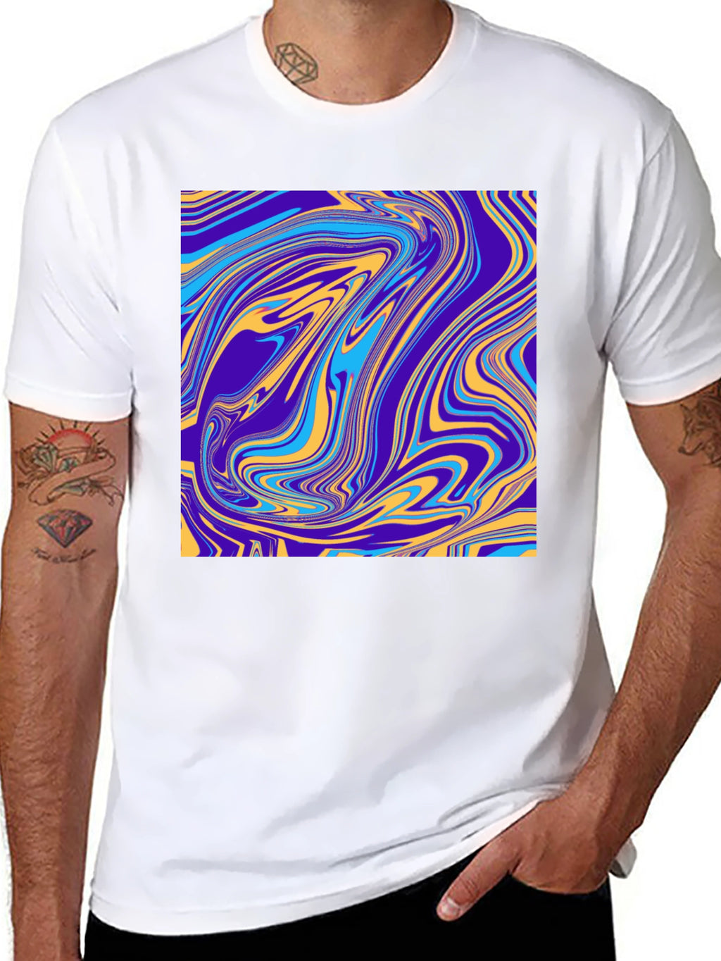 Abstract Swirl Graphic Tee - Modern Artistic Design