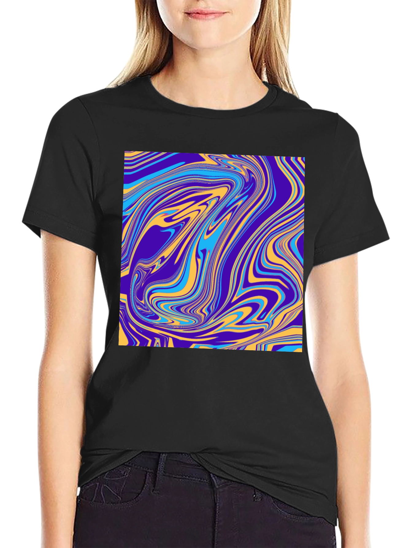 Abstract Swirl Graphic Tee - Modern Artistic Design