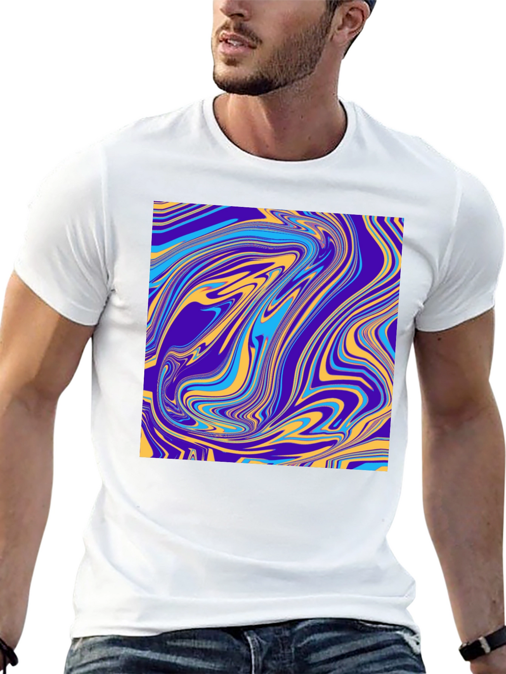 Abstract Swirl Graphic Tee - Modern Artistic Design