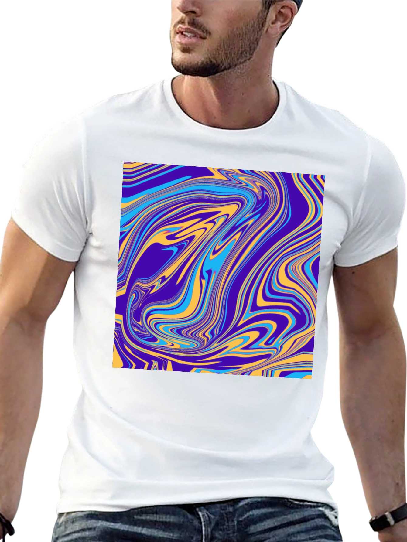 Abstract Swirl Graphic Tee - Modern Artistic Design