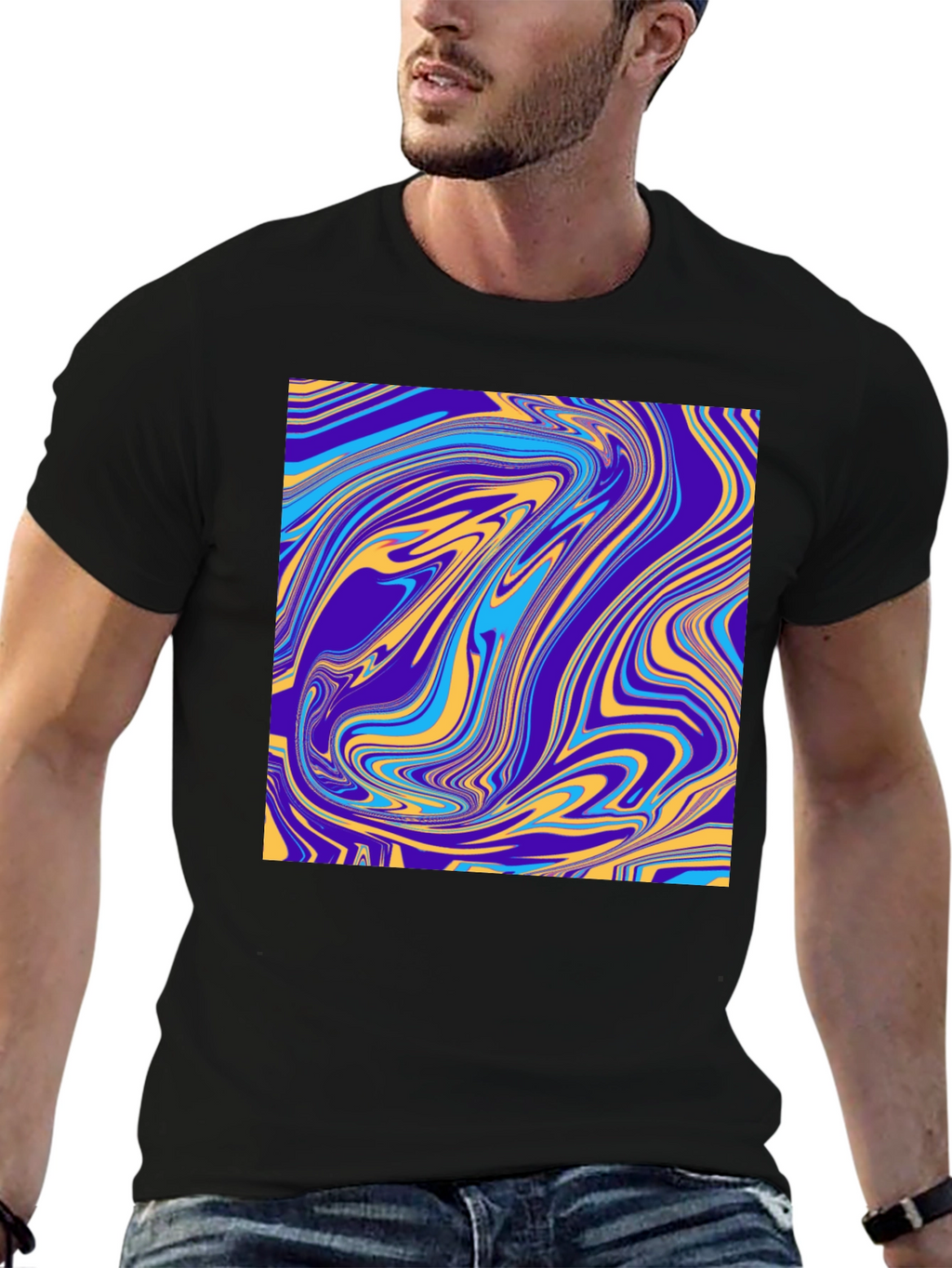 Abstract Swirl Graphic Tee - Modern Artistic Design