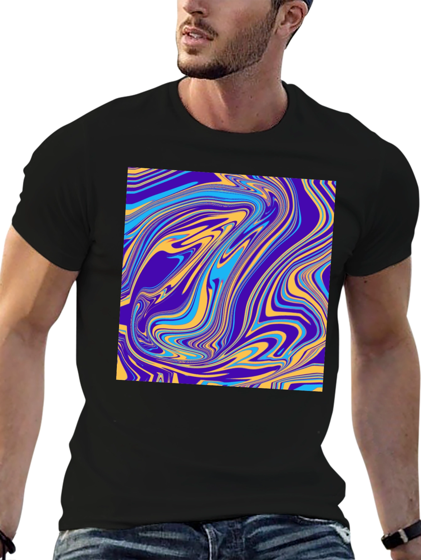 Abstract Swirl Graphic Tee - Modern Artistic Design