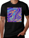 Abstract Swirl Graphic Tee - Modern Artistic Design