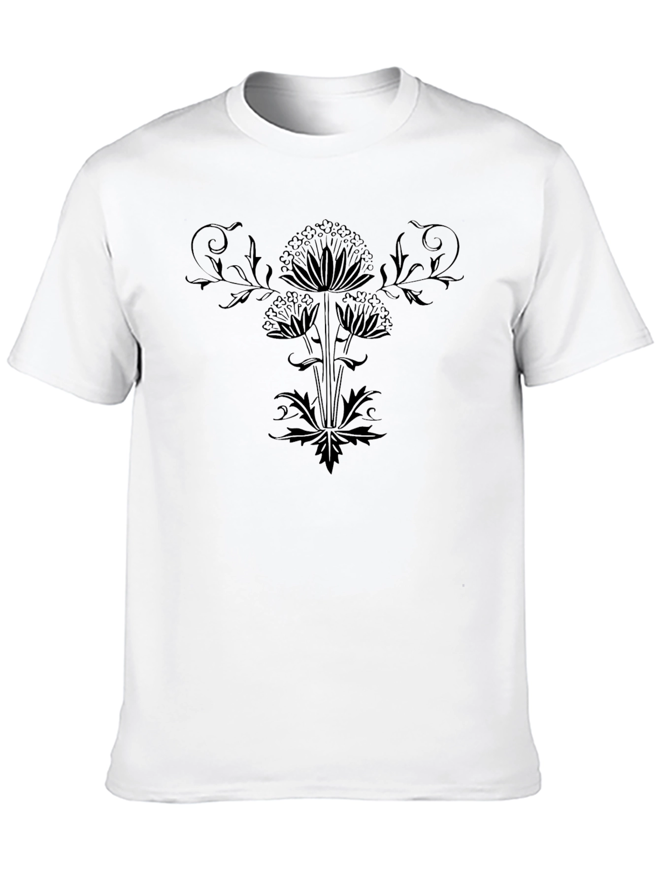 Stylish Black Floral Graphic Tee - Modern Fit