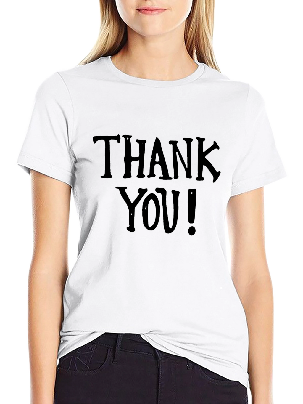 Thank You! Black Graphic Print Crew Neck T-Shirt