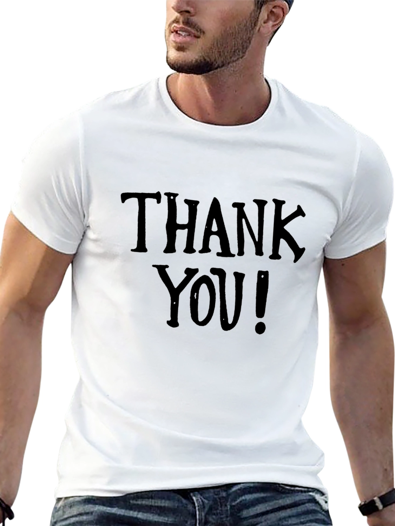 Thank You! Black Graphic Print Crew Neck T-Shirt