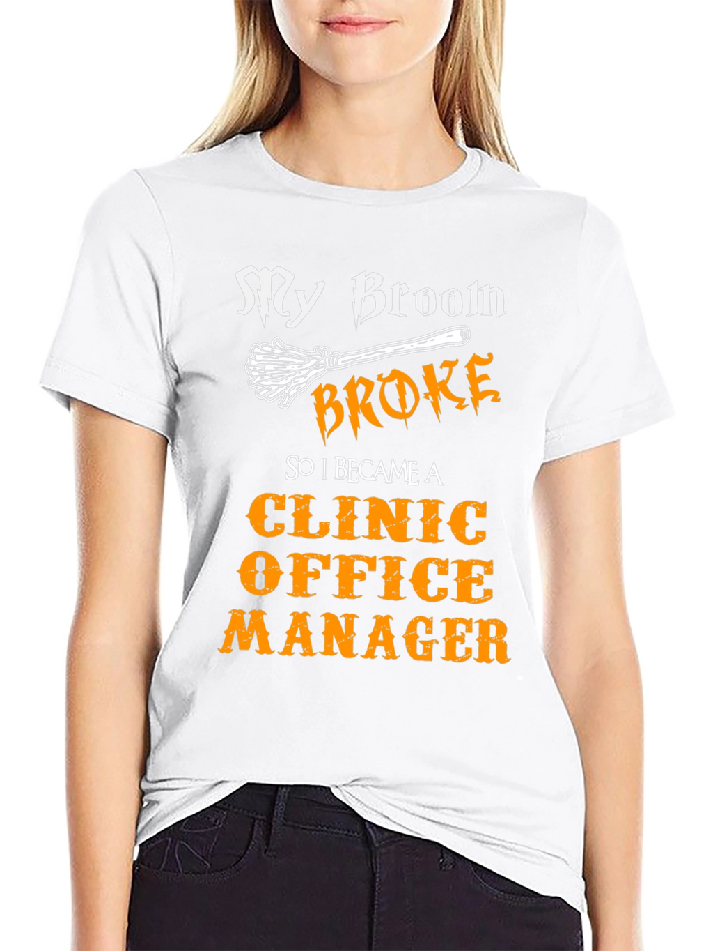 Funny Clinic Office Manager T-Shirt Halloween Broom